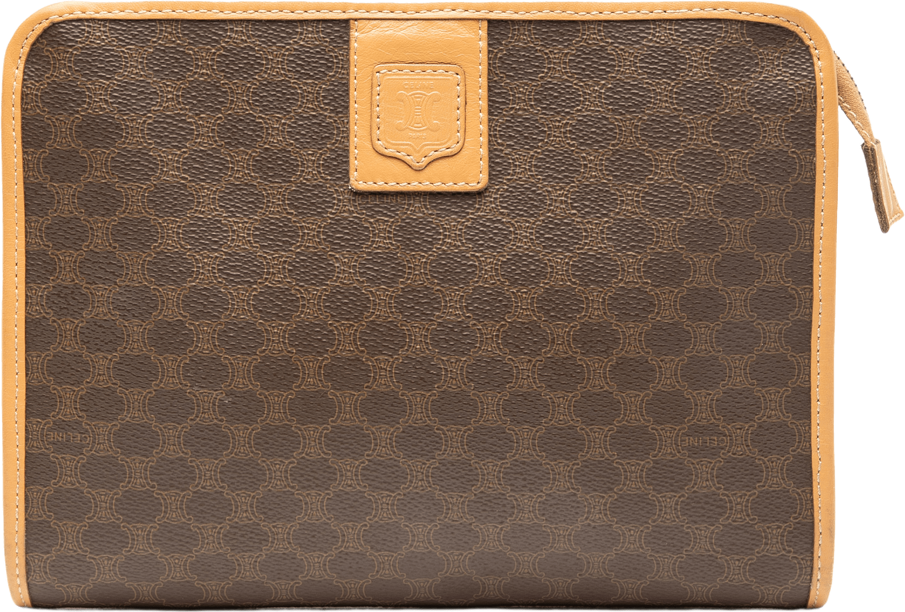 Celine Macadam Coated Canvas Clutch, från Luxclusif, i färgen brown.