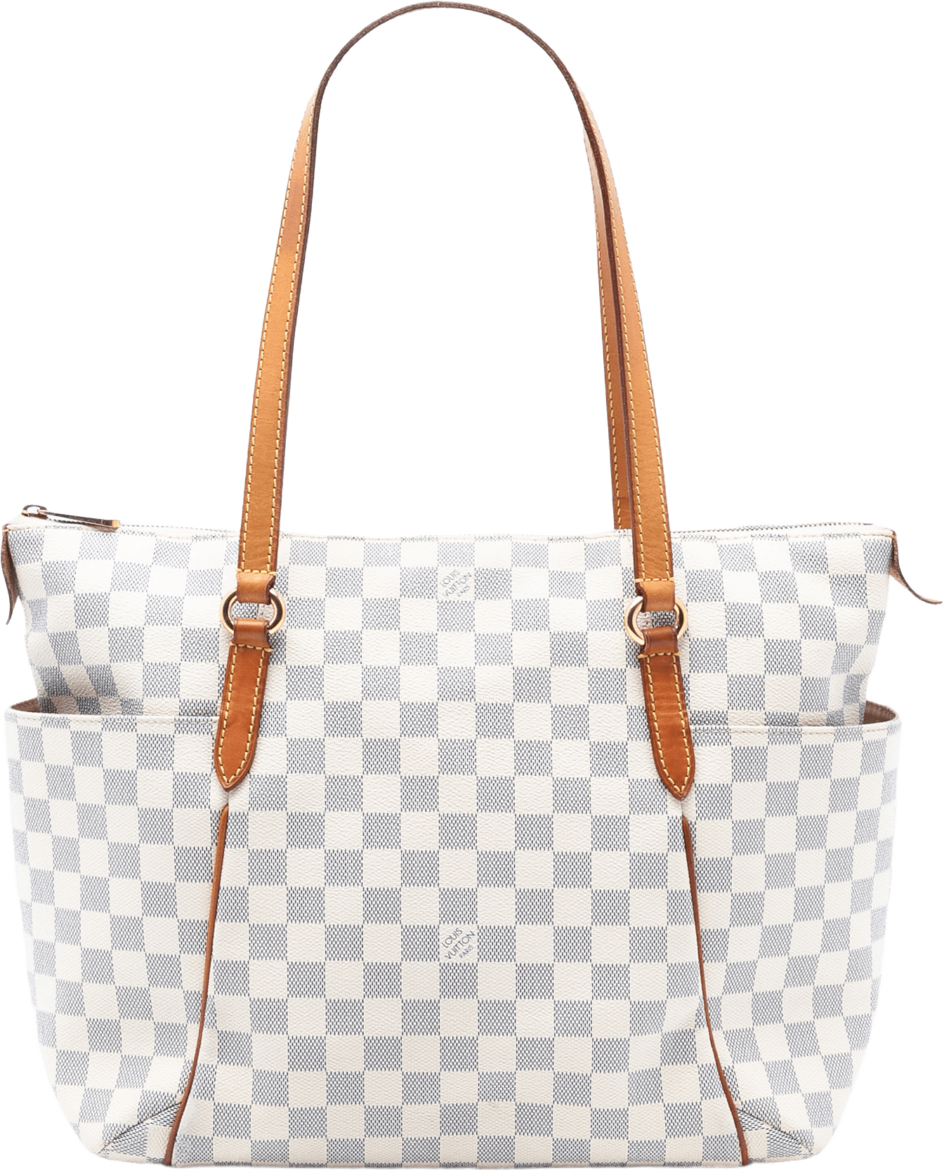 Louis Vuitton Damier Azur Totally Pm, från Luxclusif, i färgen white.