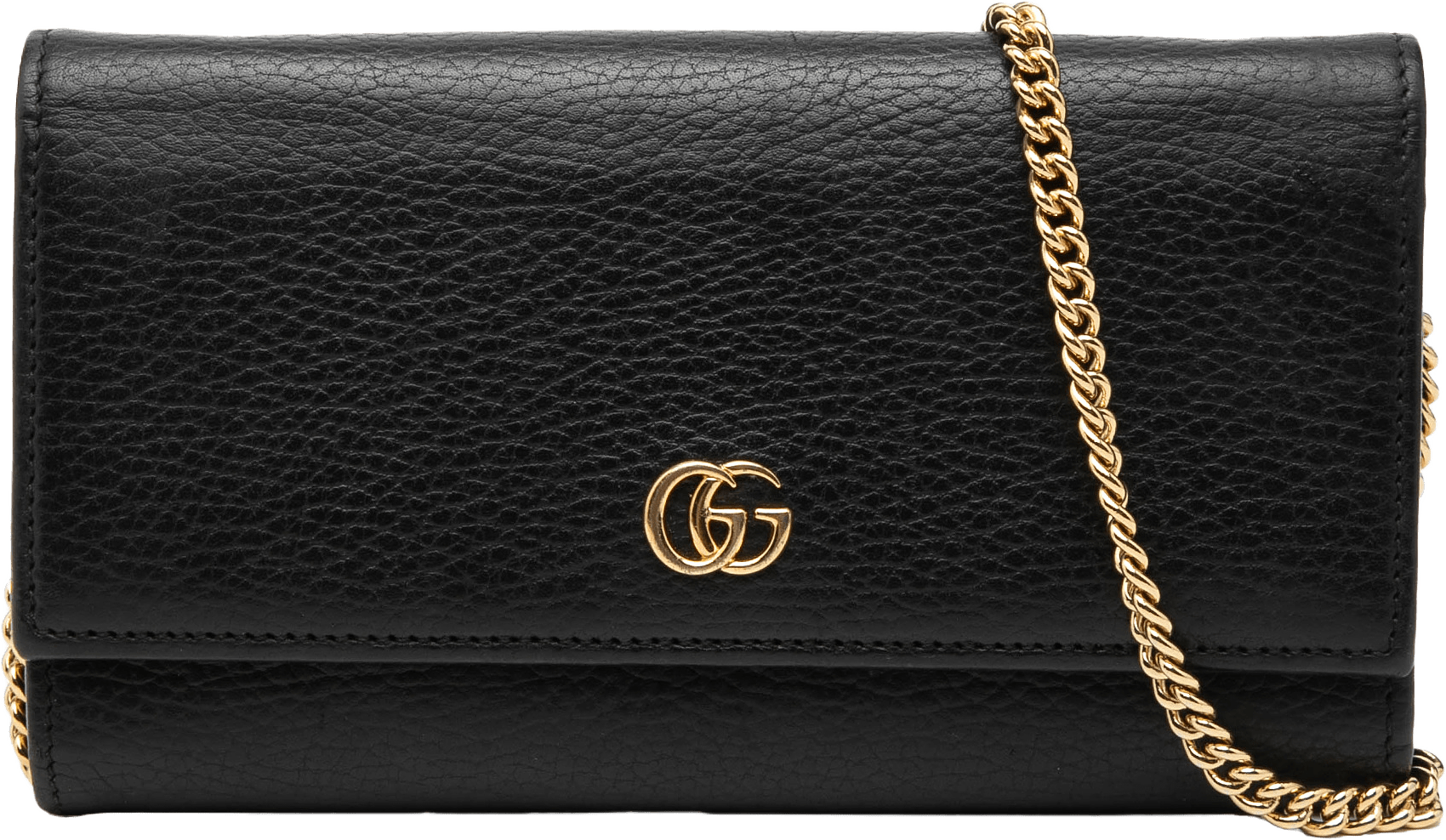Gucci Gg Marmont Leather Wallet On Chain, från Luxclusif, i färgen black.