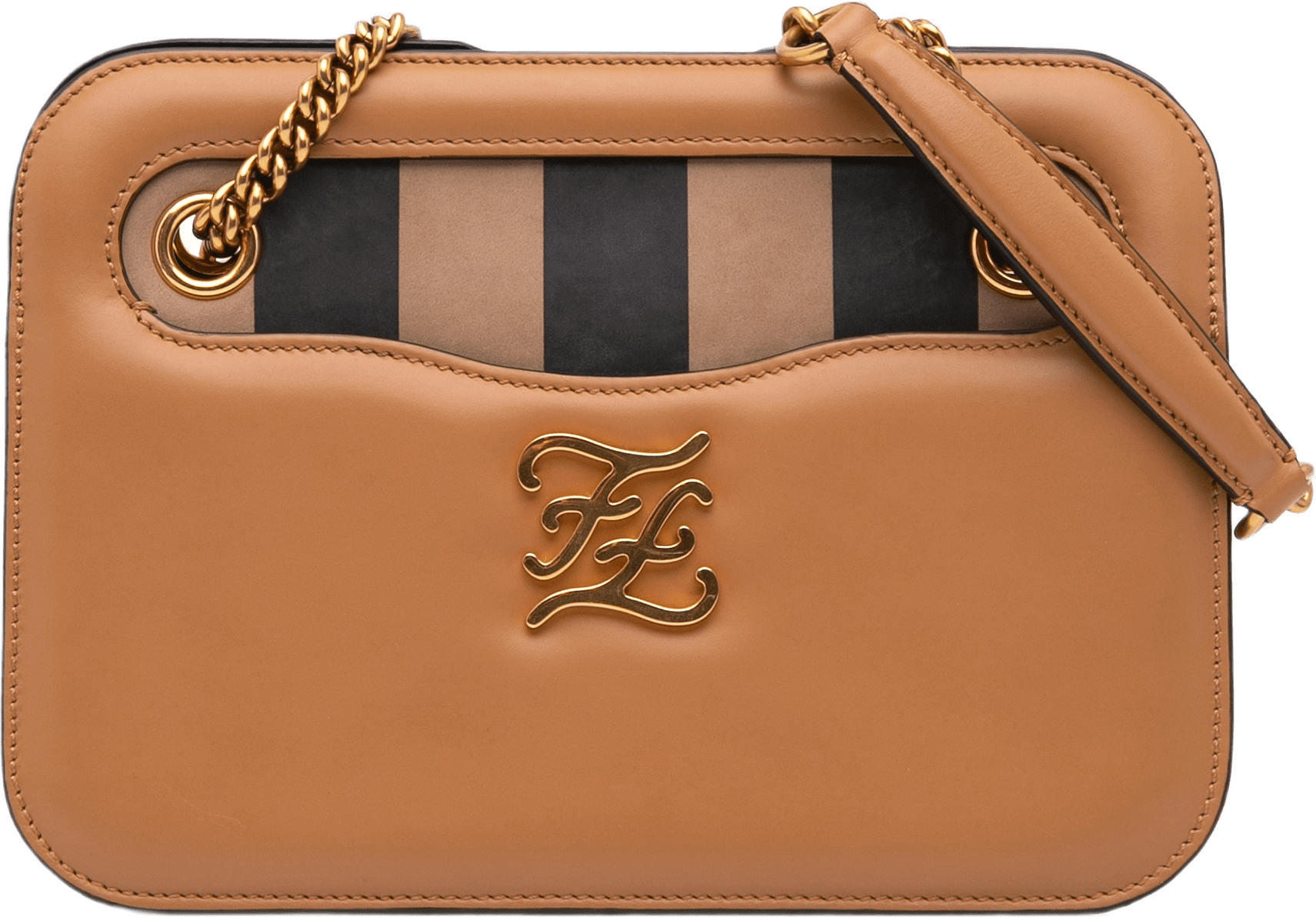 Fendi Calfskin Vitello King Nubuck Pequin Karligraphy Pocket Shoulder Bag, från Luxclusif, i färgen brown.