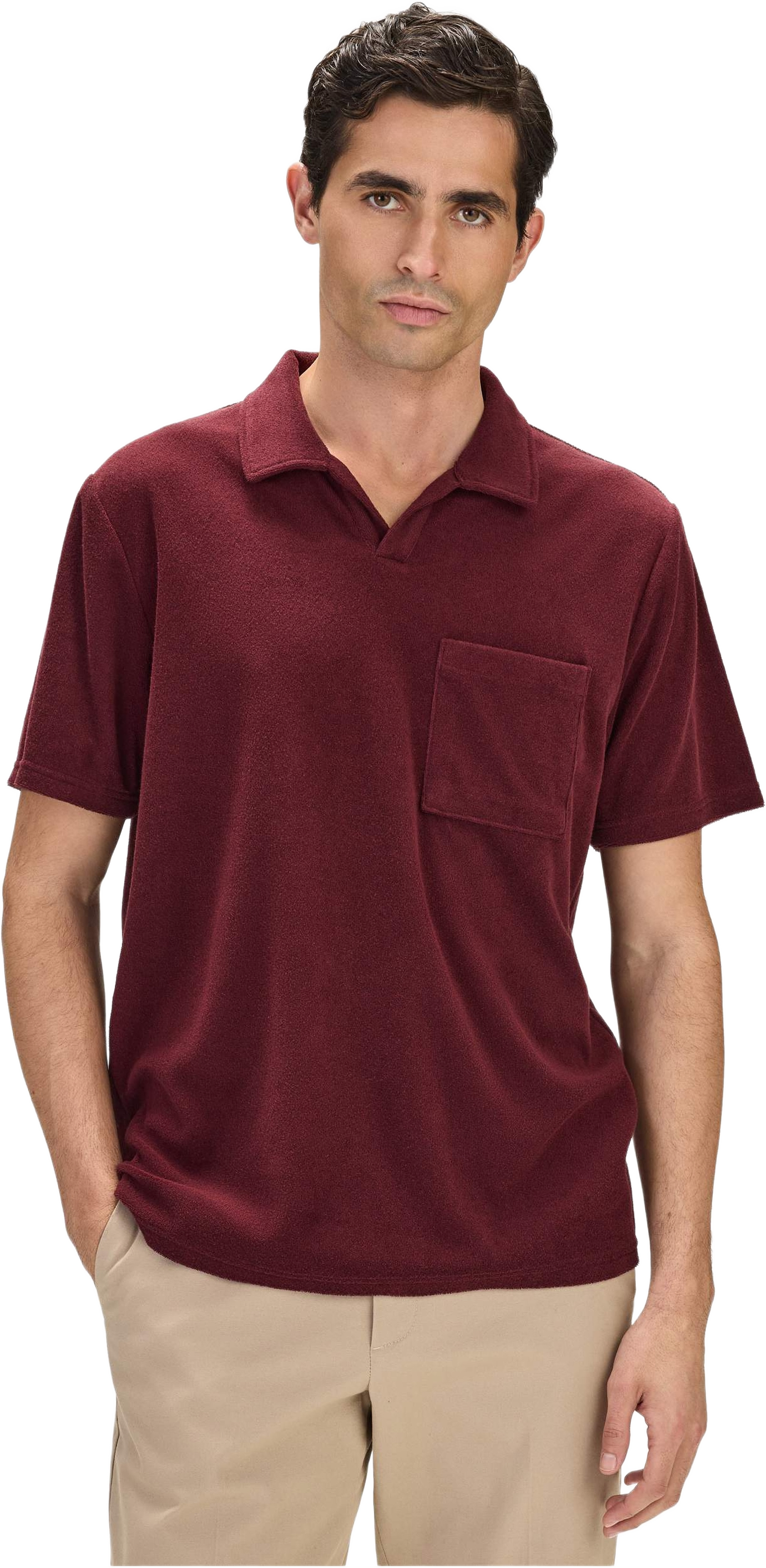 Terry Short-sleeved Polo Shirt, från John Henric, i färgen burgundy.