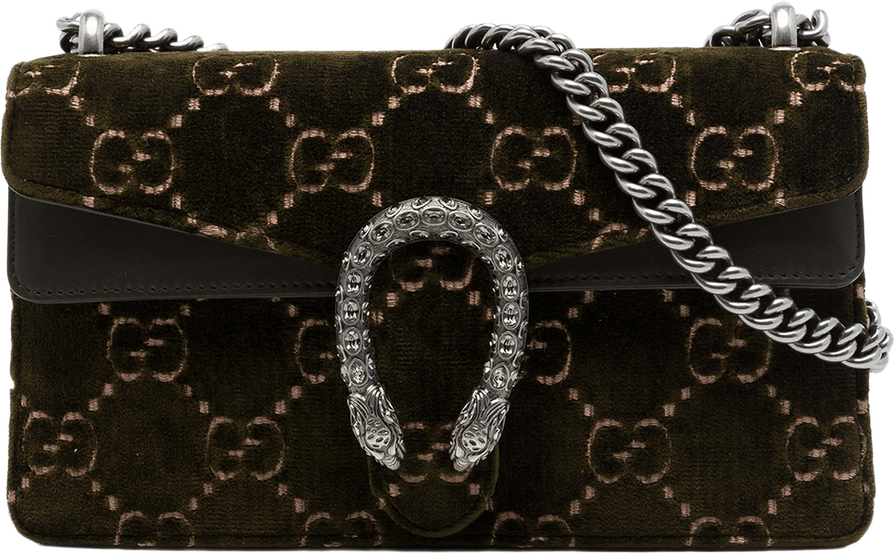 Gucci Medium Gg Velvet Dionysus Crossbody, från Luxclusif, i färgen grön.