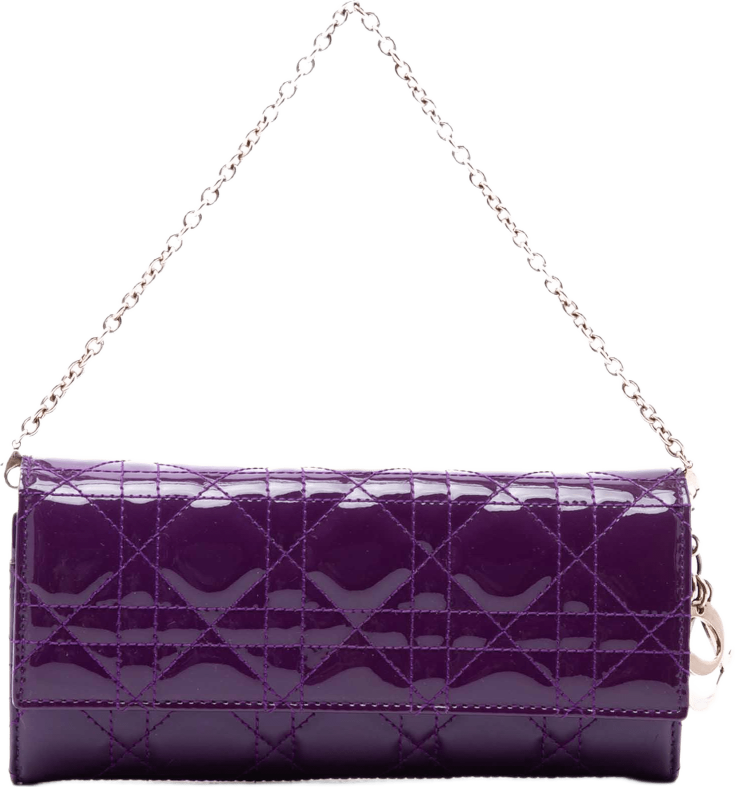 Dior Patent Cannage Lady Dior Wallet On Chain, från Luxclusif, i färgen purpur.