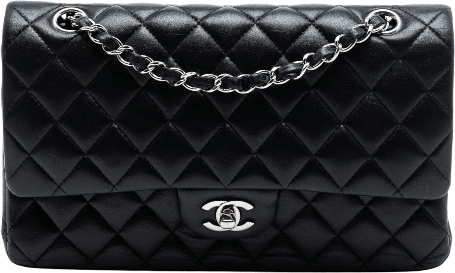 Chanel Medium Classic Lambskin Double Flap, från Luxclusif, i färgen black.