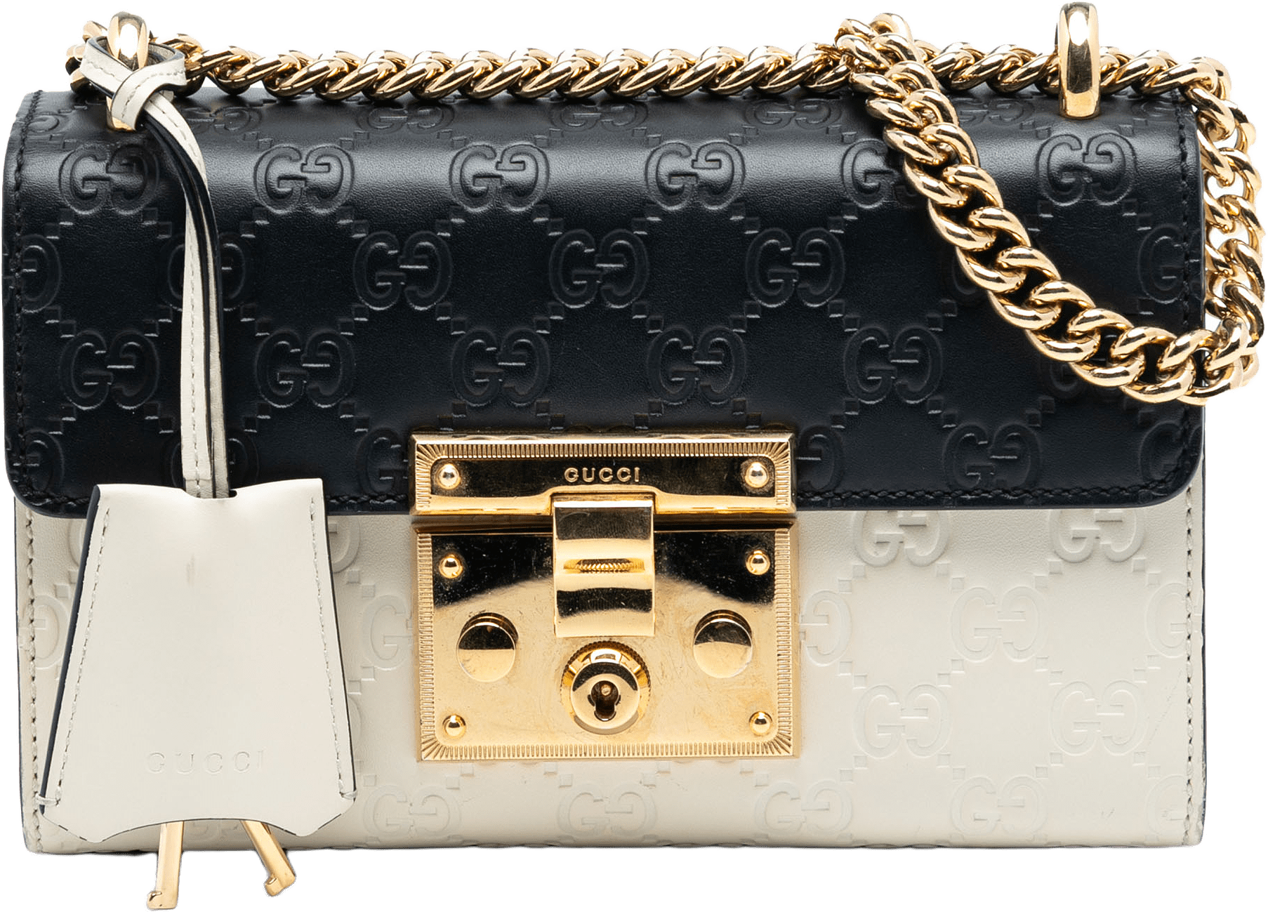 Gucci Small Guccissima Padlock Shoulder Bag, från Luxclusif, i färgen beige.