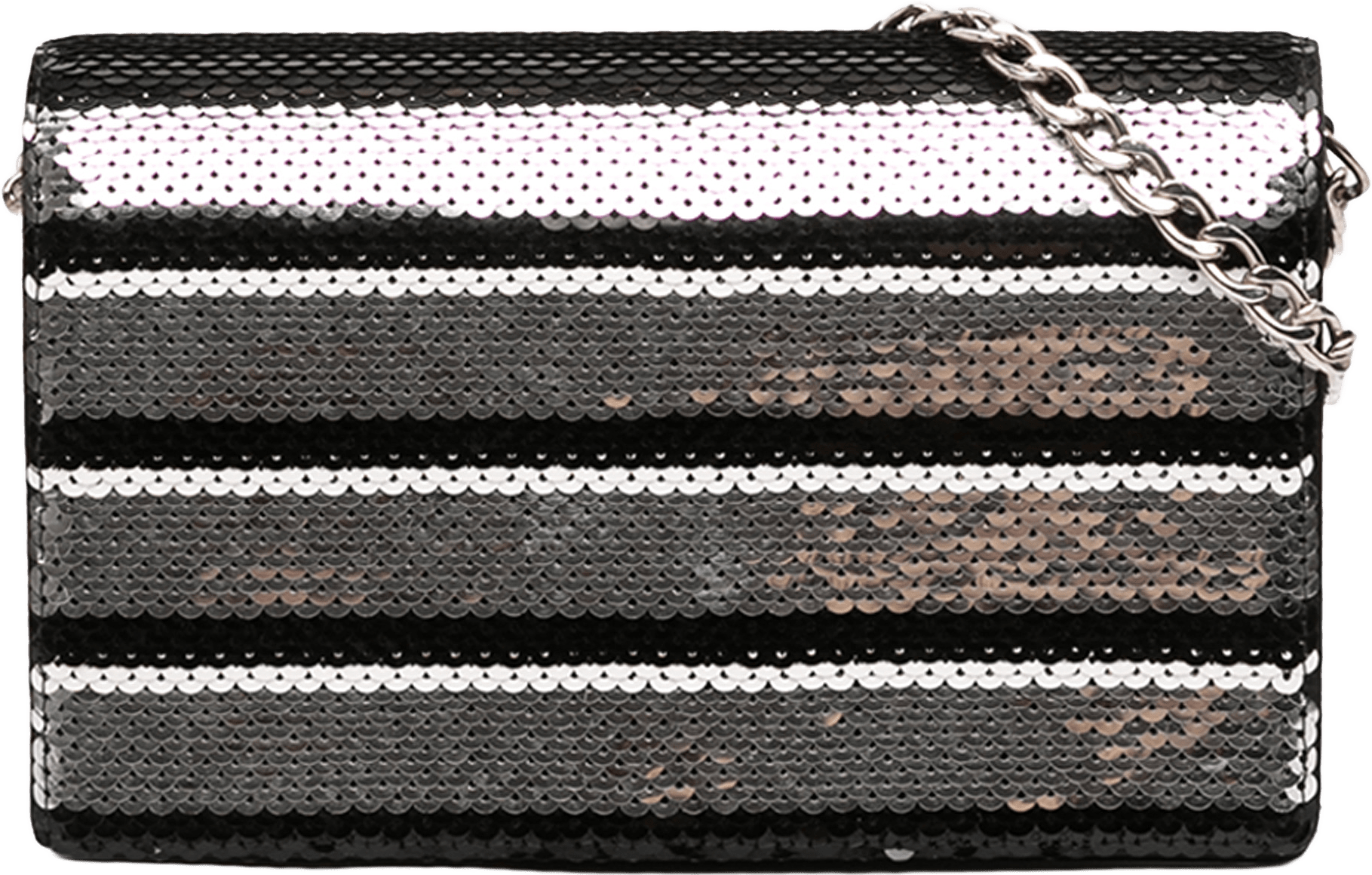 Prada Sequin Embellished Baia Chain Flap, från Luxclusif, i färgen silver.