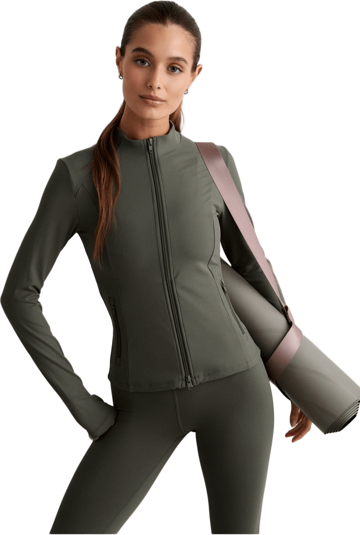 Sense Zip Jacket, från aim'n, i färgen ivy.