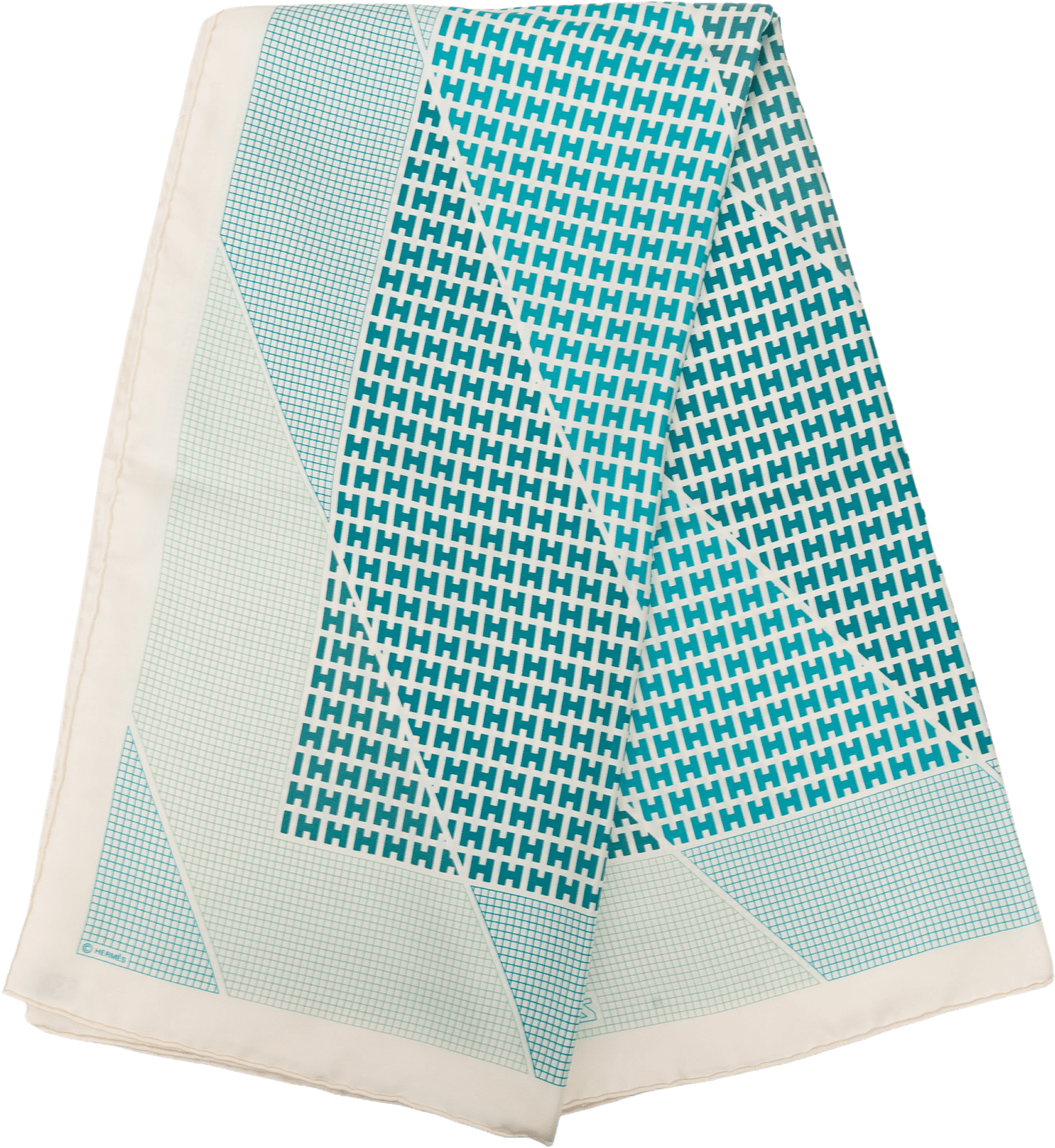 Hermès H En Biais Silk Scarf 90, från Luxclusif, i färgen light blue.