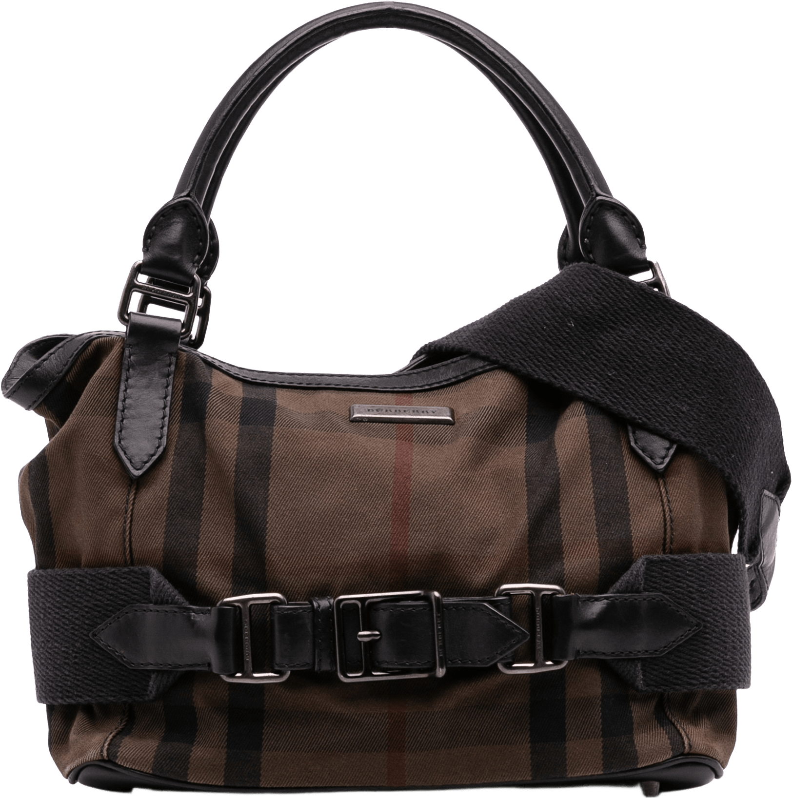 Burberry House Check Canvas And Leather Parsons Satchel, från Luxclusif, i färgen brown.