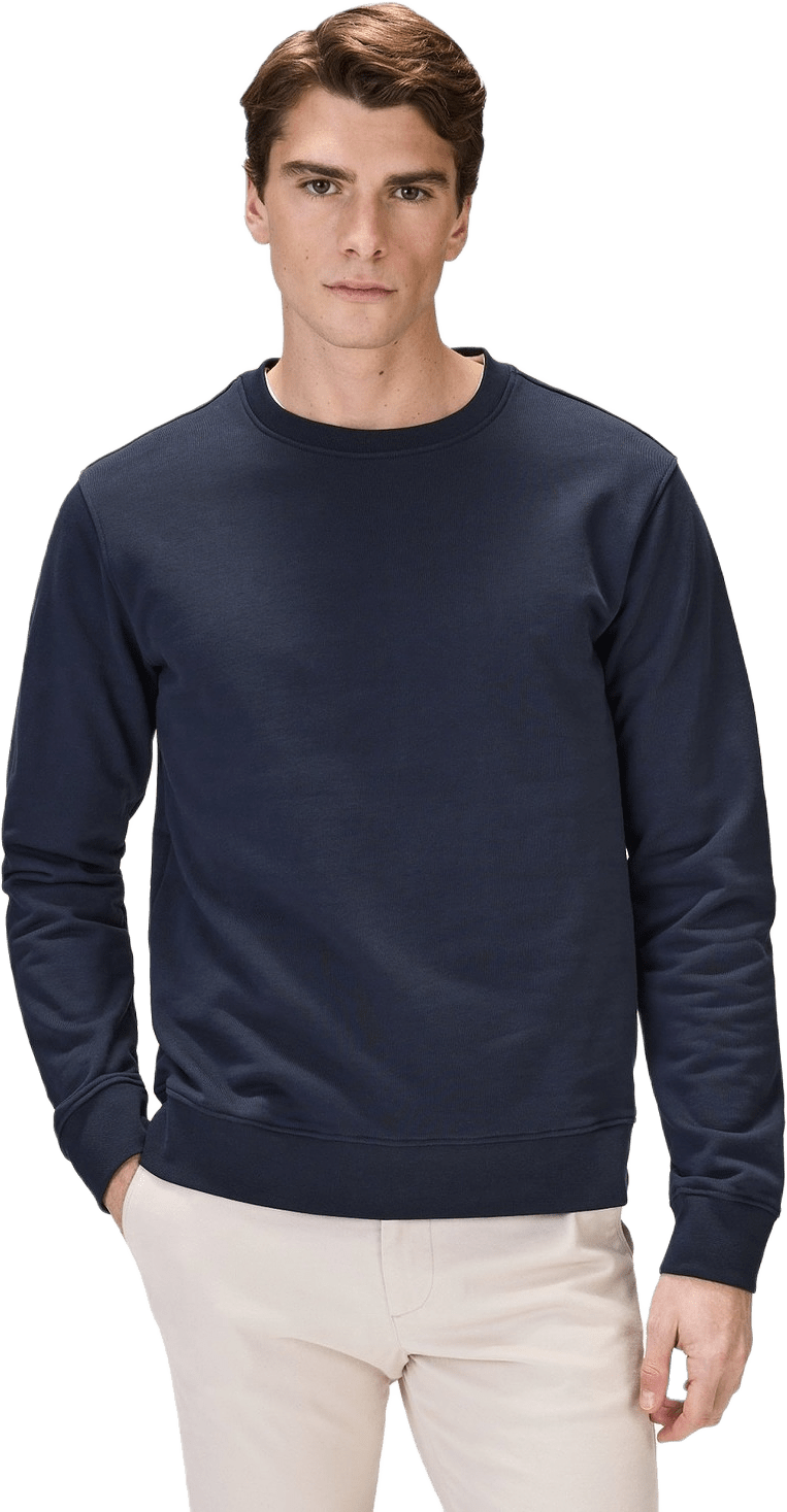 Cotton L/s Crew Neck Sweatshirt, från John Henric, i färgen navy blue.