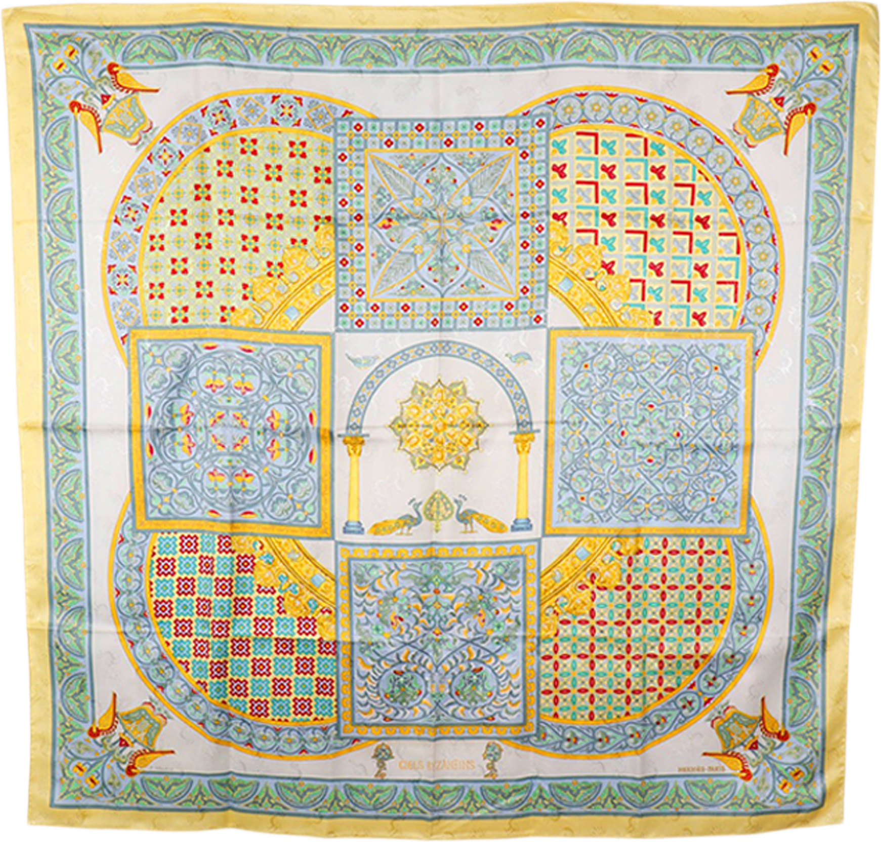 Hermès Ciels Byzantins Silk Scarf 90, från Luxclusif, i färgen yellow.