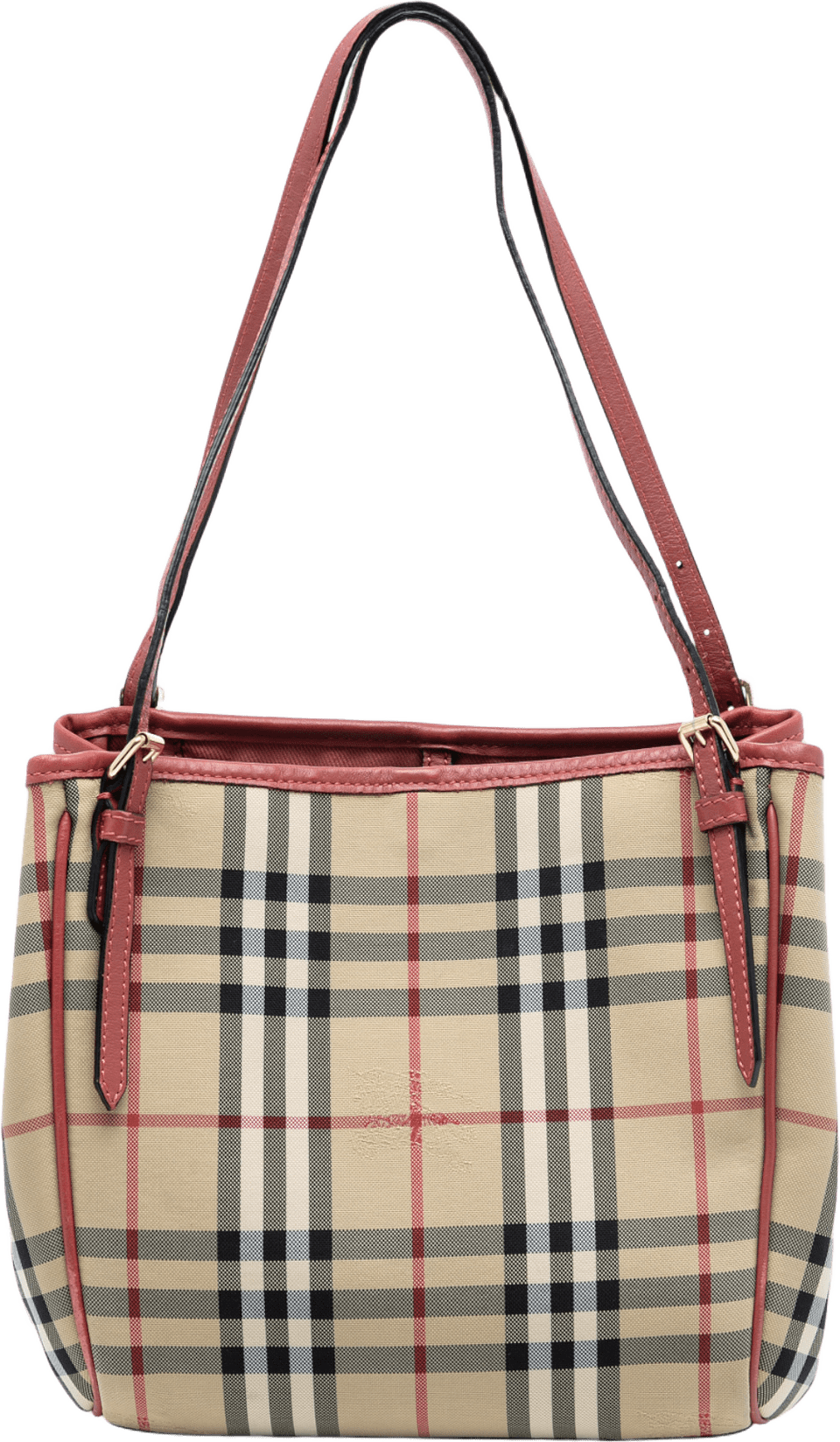 Burberry Small Haymarket Check Canvas Canterbury Tote, från Luxclusif, i färgen beige.