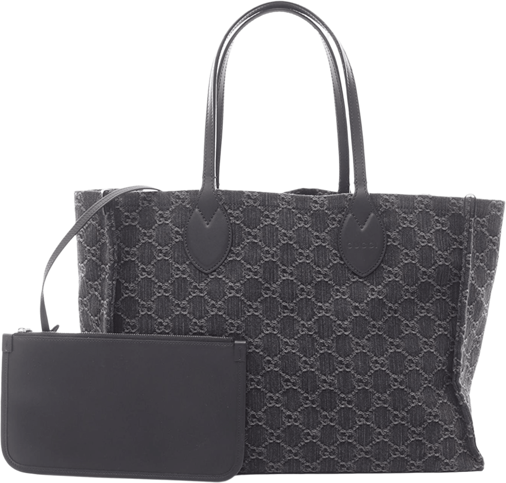 Gucci Large Gg Denim Ophidia Tote, från Luxclusif, i färgen dark gray.