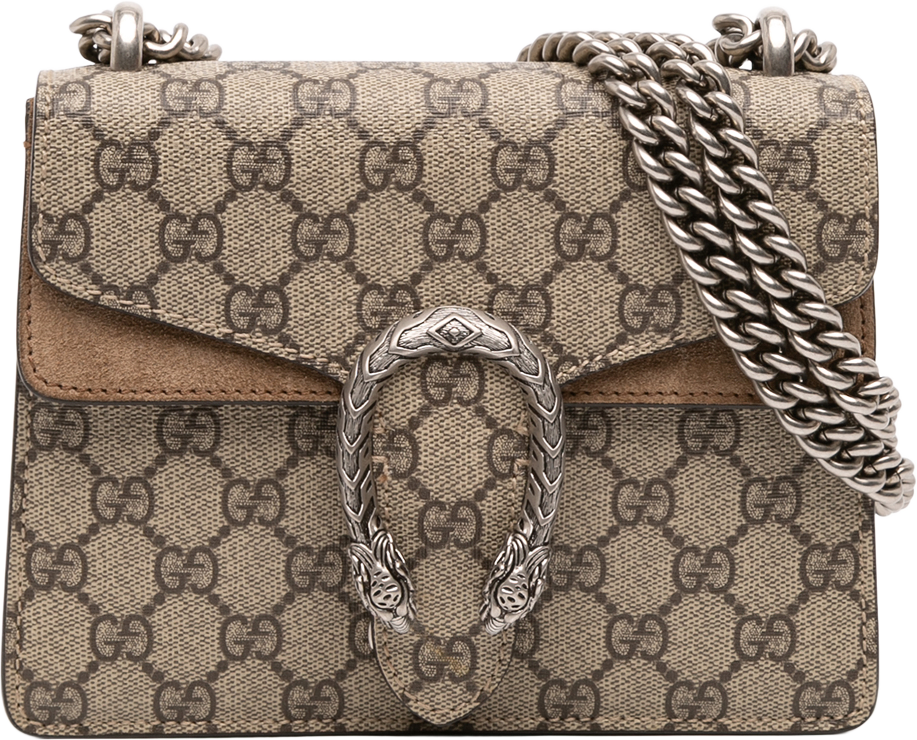 Gucci Small Gg Supreme Dionysus Crossbody, från Luxclusif, i färgen beige.