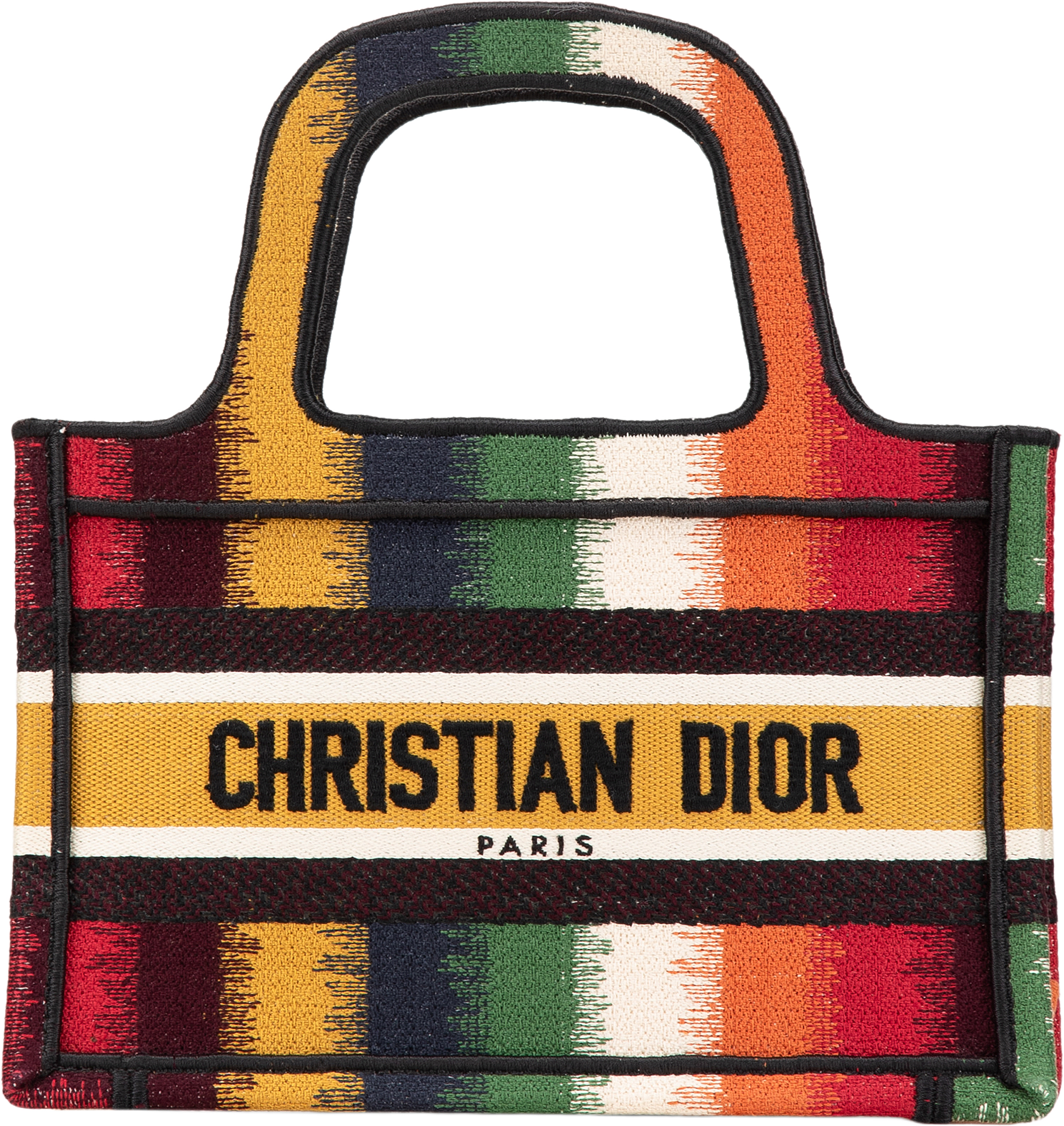 Dior Mini D Stripes Book Tote, från Luxclusif, i färgen yellow.