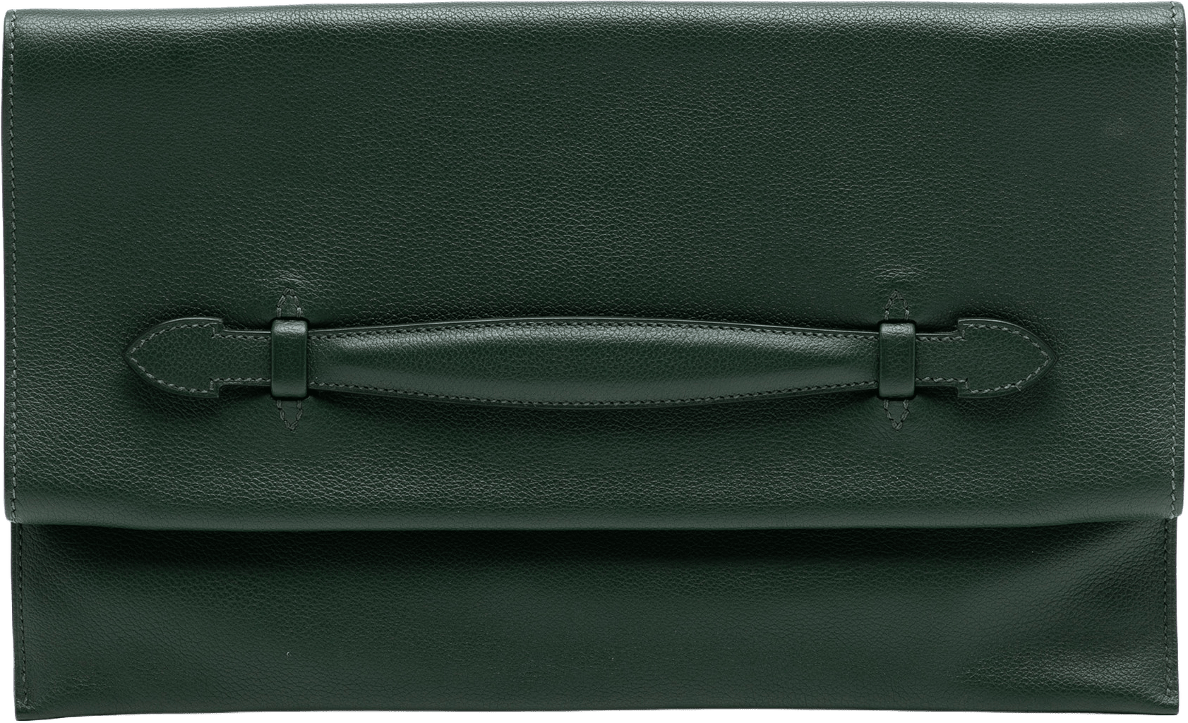 Hermès Evercolor Pliplat Clutch, från Luxclusif, i färgen dark green.