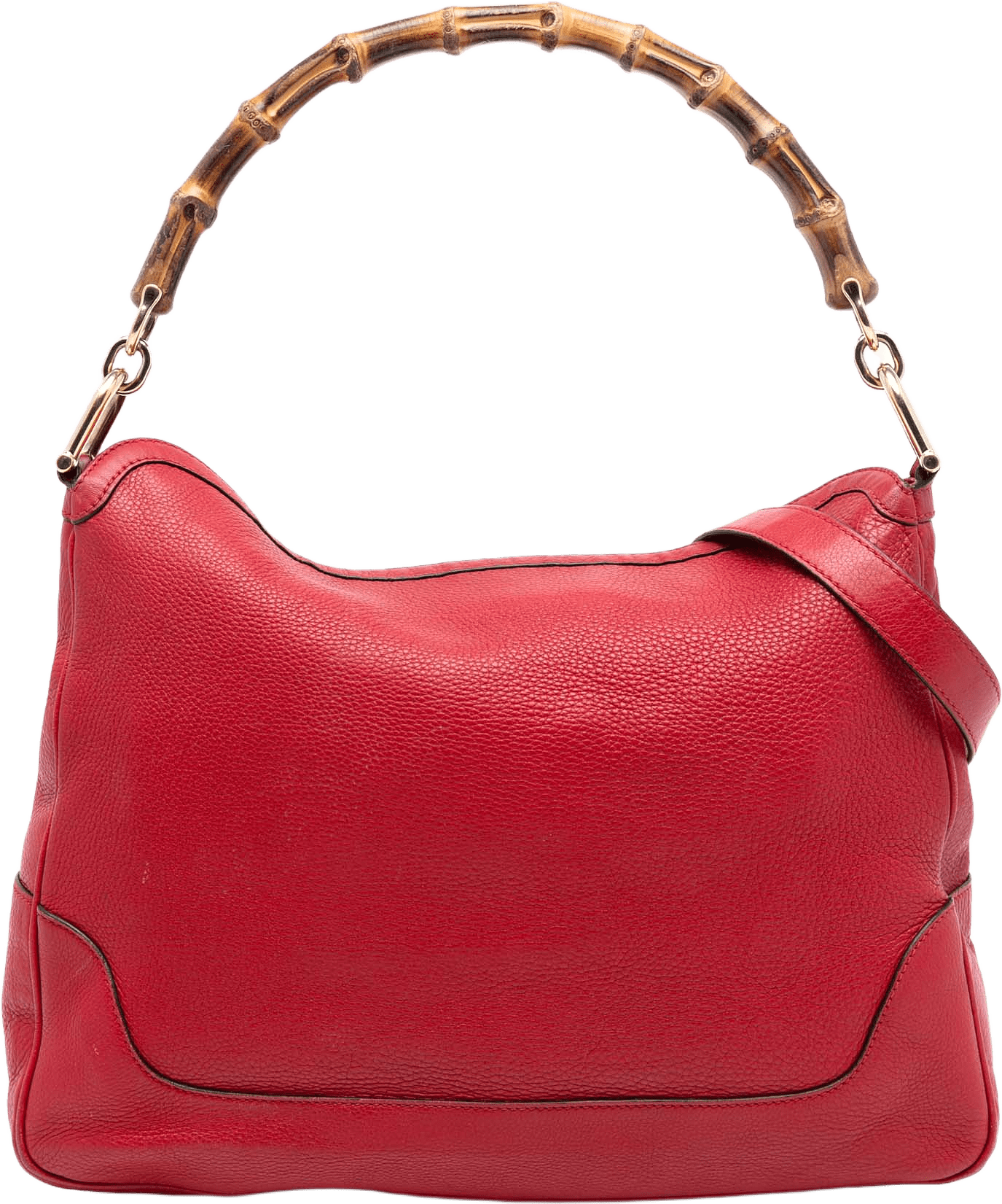 Gucci Calfskin Bamboo Diana Satchel, från Luxclusif, i färgen red.