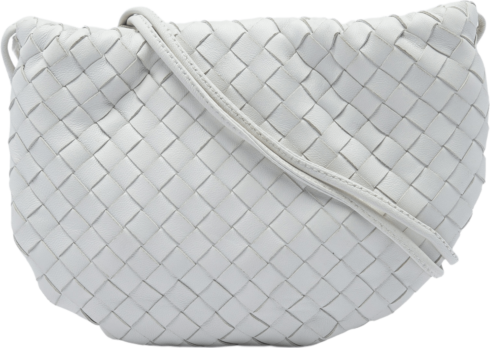 Bottega Veneta Mini Nappa Intrecciato Bulb Crossbody, från Luxclusif, i färgen vit.
