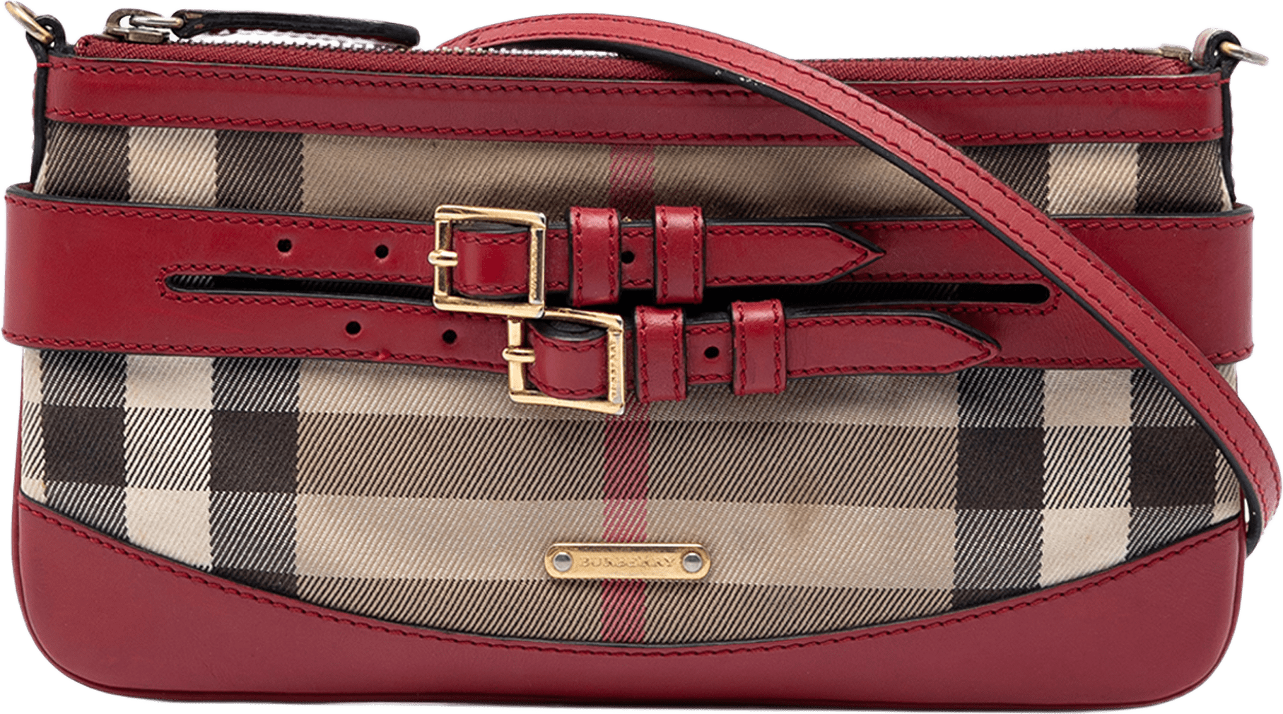 Burberry House Check Canvas Bridle Langford Crossbody, från Luxclusif, i färgen beige.