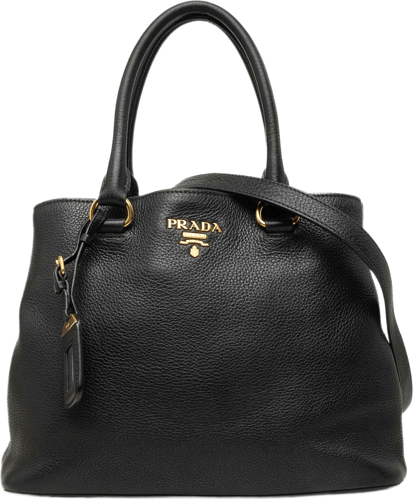 Prada Vitello Daino Open Convertible Tote, från Luxclusif, i färgen svart.