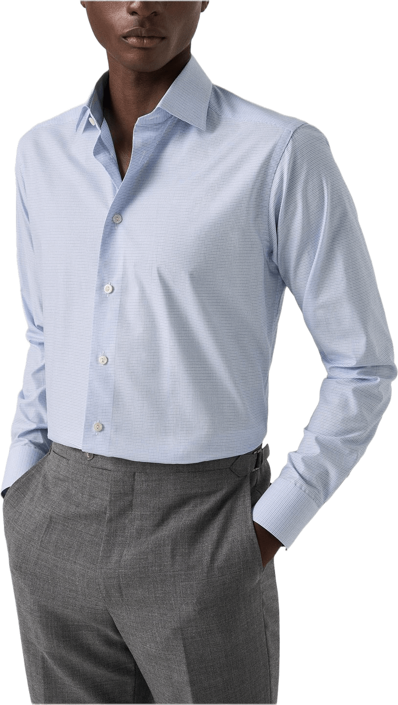 Rutig Fine Twill-skjorta Contemporary Fit, från Eton, i färgen light blue.