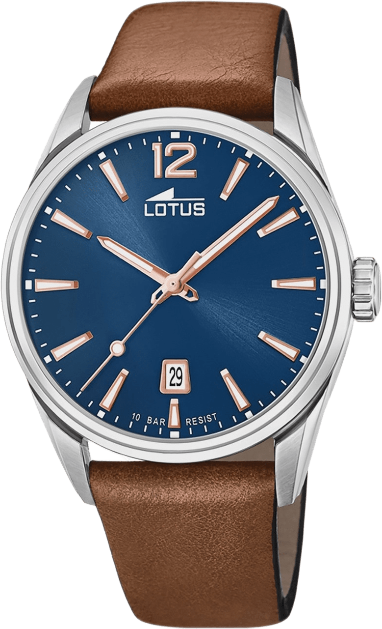 Lotus Herrklocka -  Datum, Läder/blå, 42 Mm, från Lotus, i färgen brown.