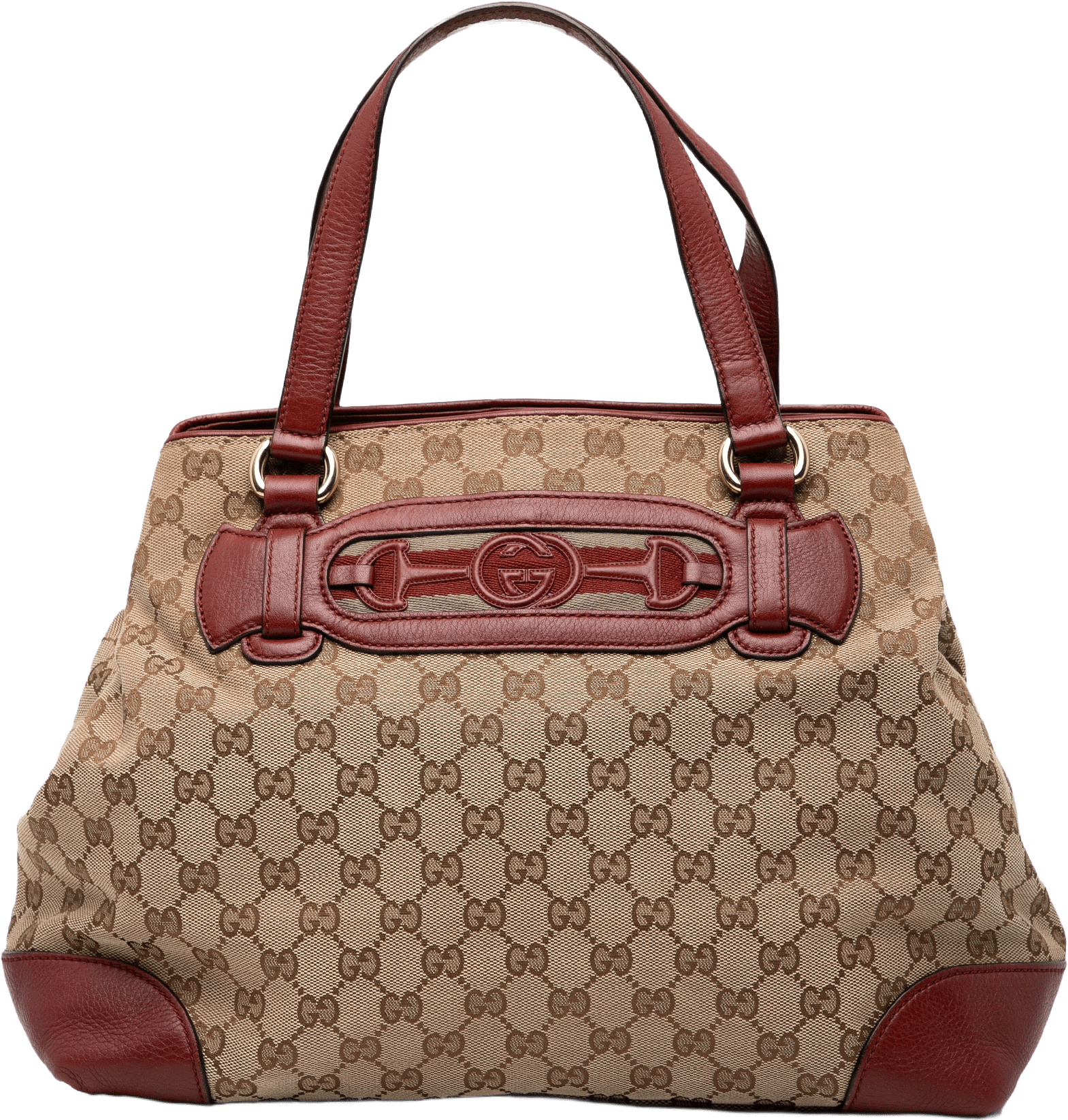 Gucci Medium Gg Canvas Web Dressage Tote, från Luxclusif, i färgen beige.