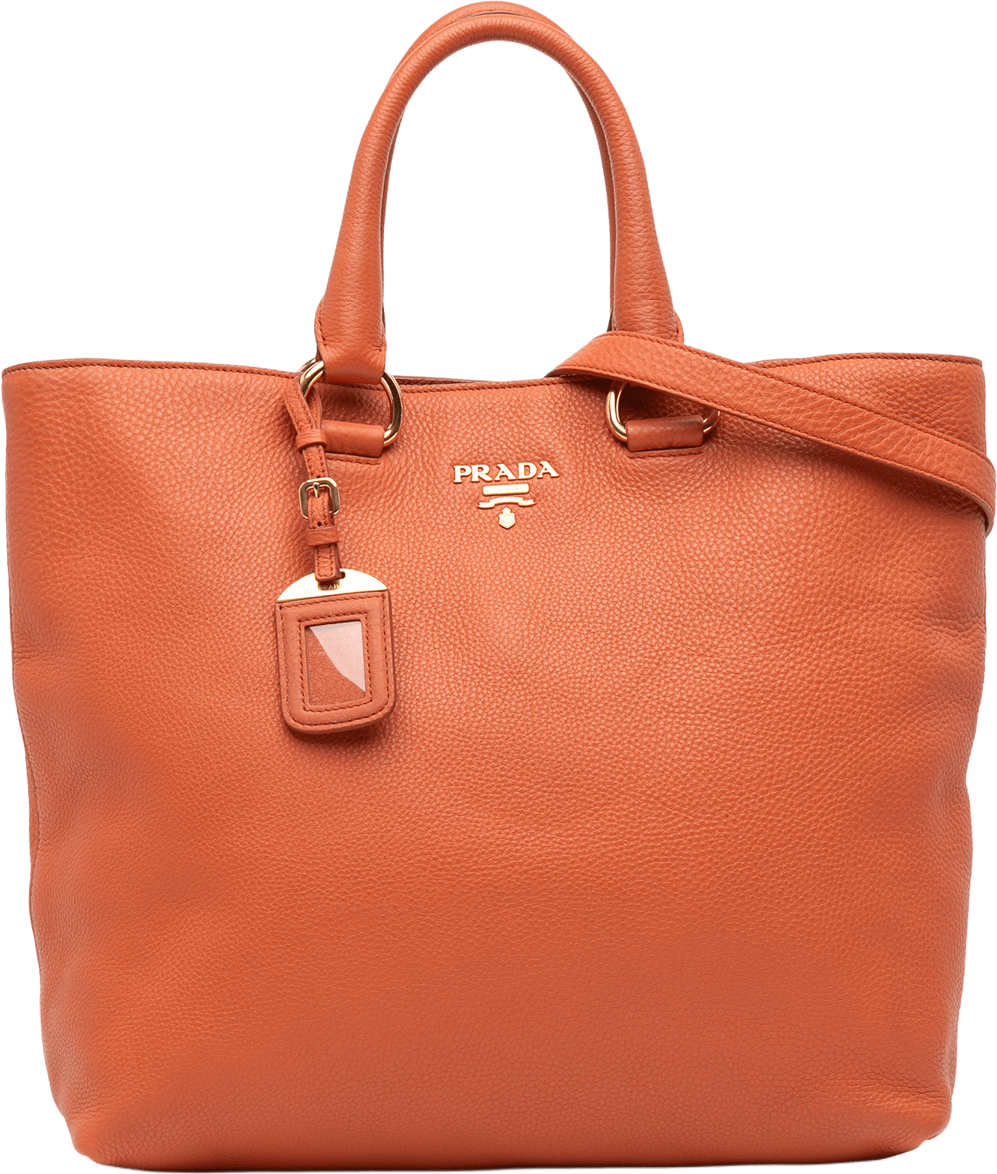 Prada Vitello Daino Open Convertible Tote, från Luxclusif, i färgen orange.