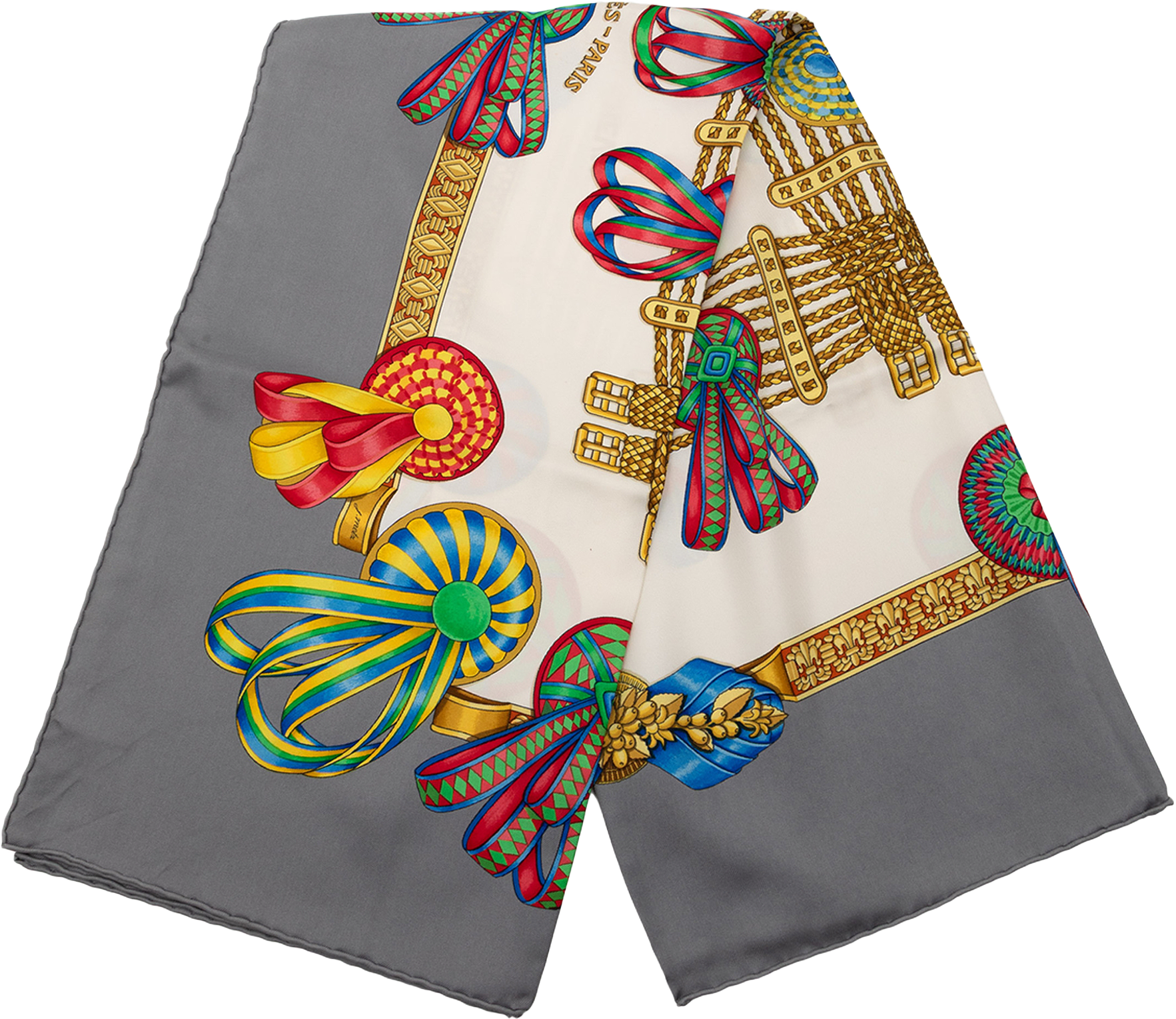 Hermès Les Rubans Du Cheval Silk Scarf 90, från Luxclusif, i färgen white.