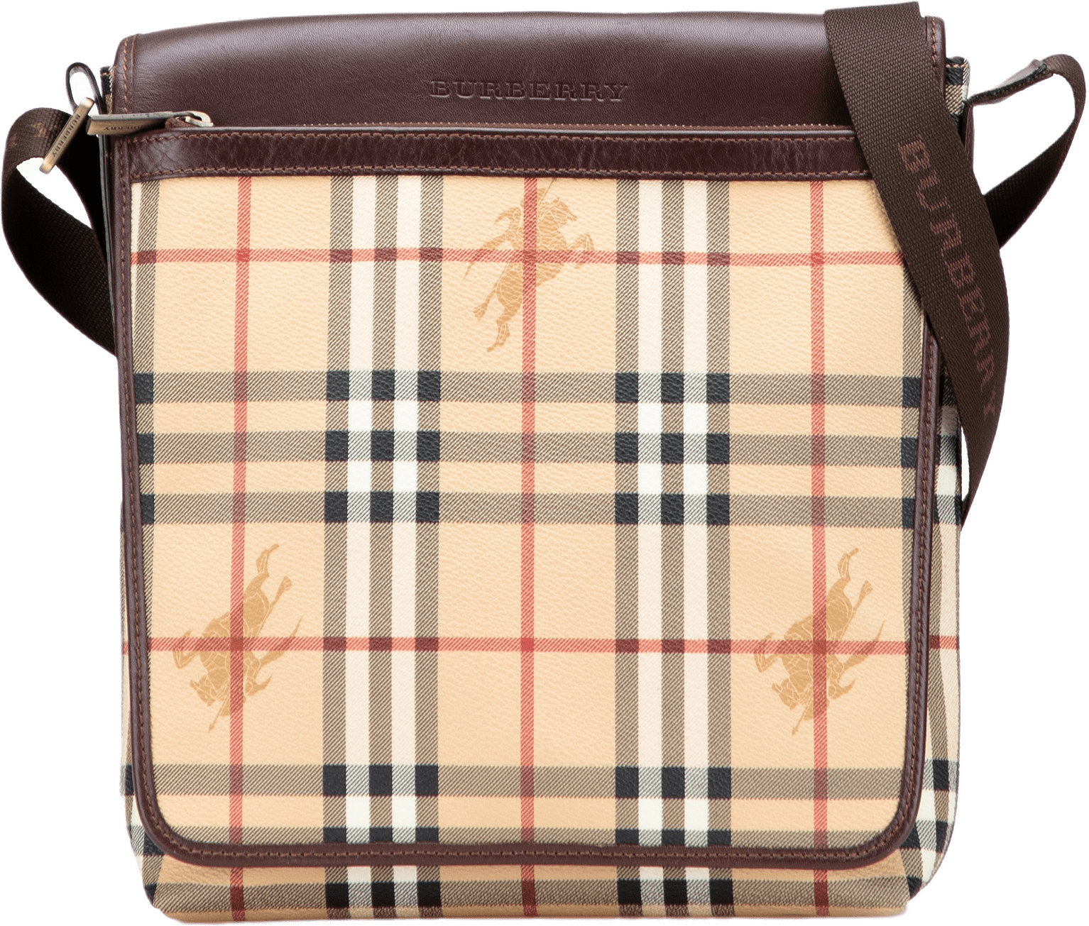Burberry Haymarket Check Coated Canvas Crossbody, från Luxclusif, i färgen beige.