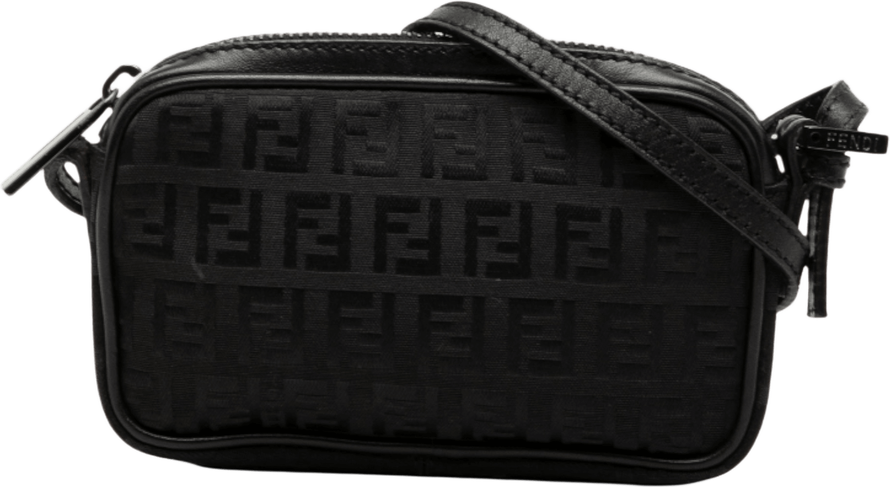 Fendi Mini Zucchino Canvas Zip Crossbody, från Luxclusif, i färgen black.