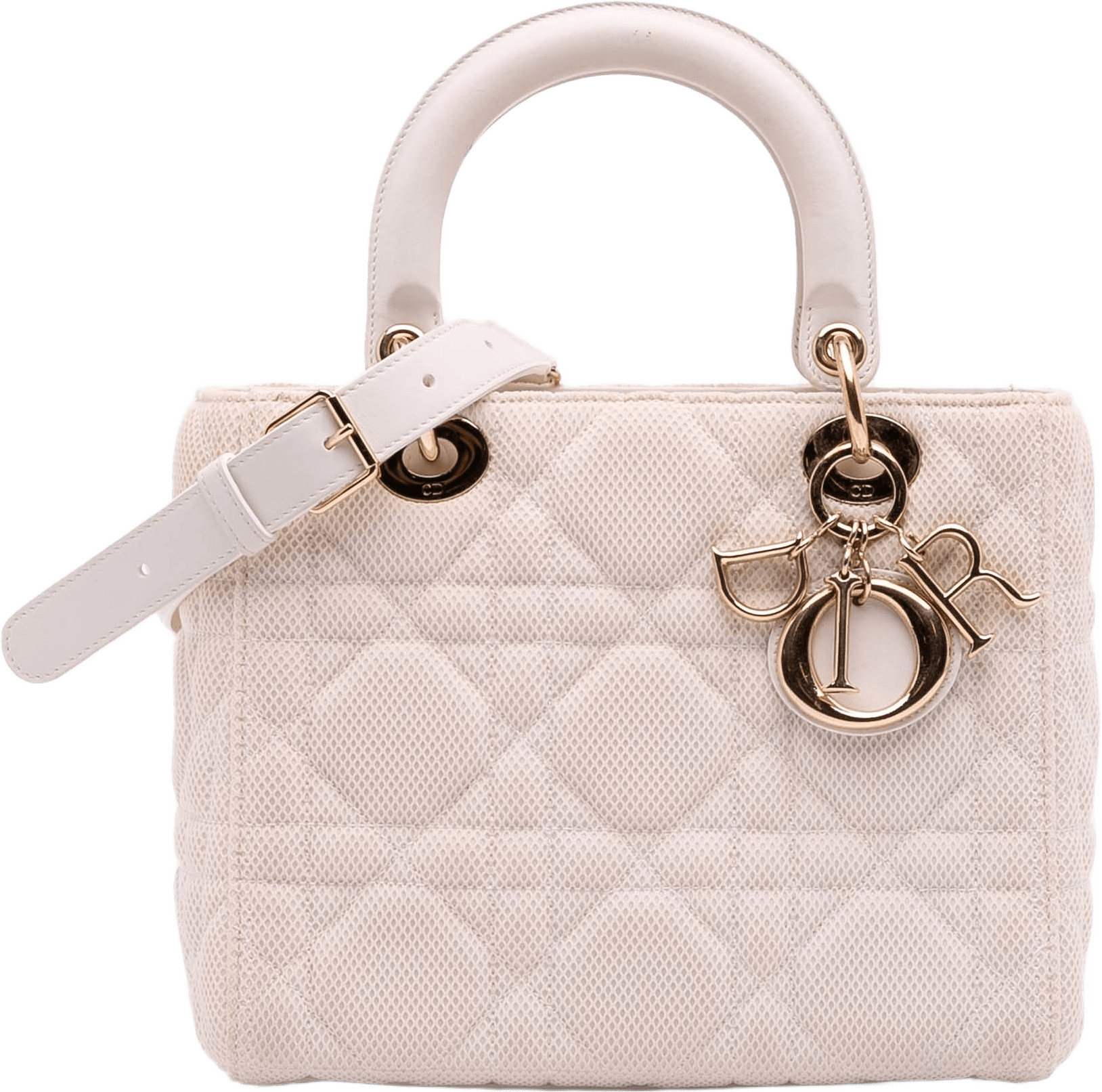 Dior Medium Mesh Cannage Lady Dior, från Luxclusif, i färgen light pink.