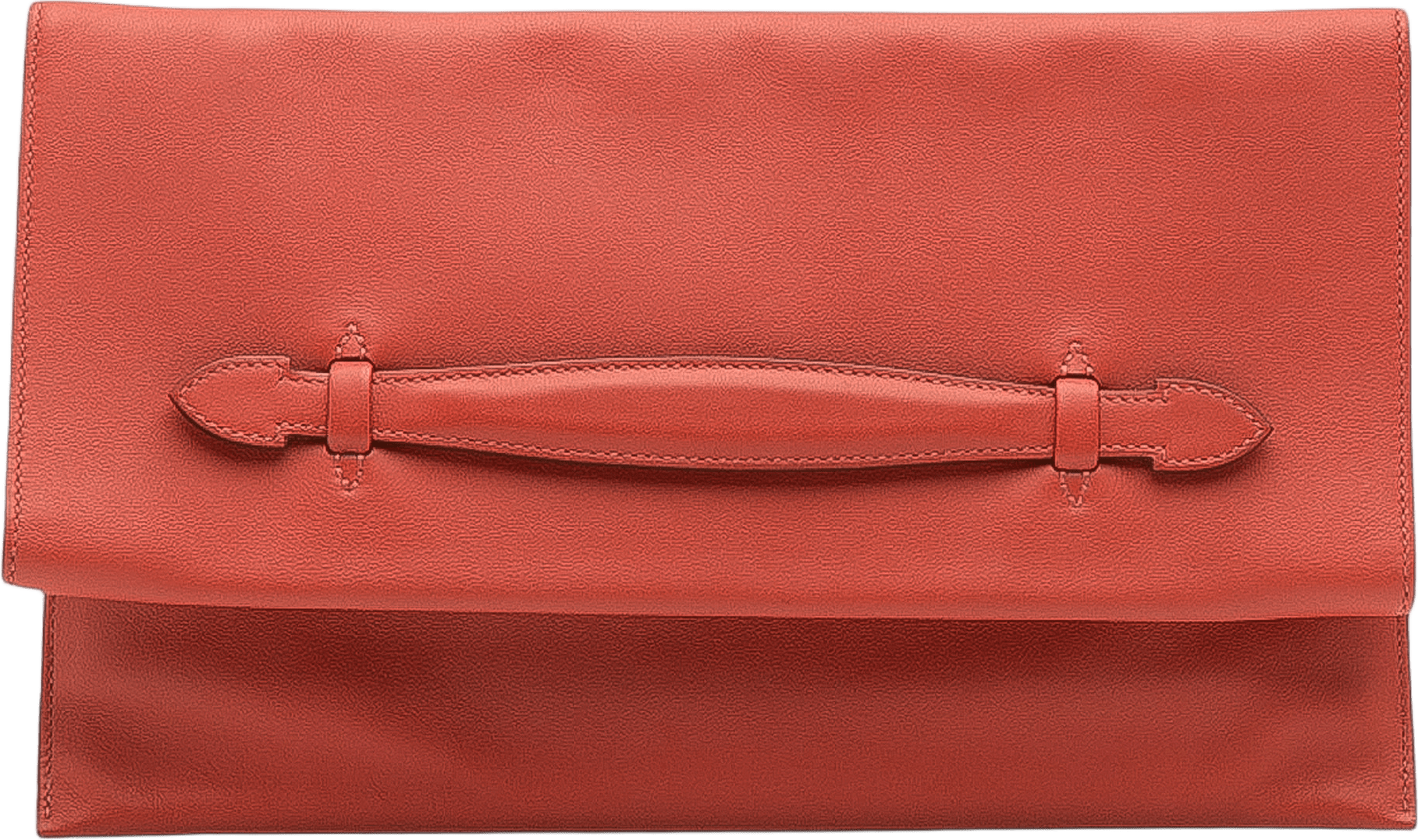 Hermès Evercolor Pliplat Clutch, från Luxclusif, i färgen red.