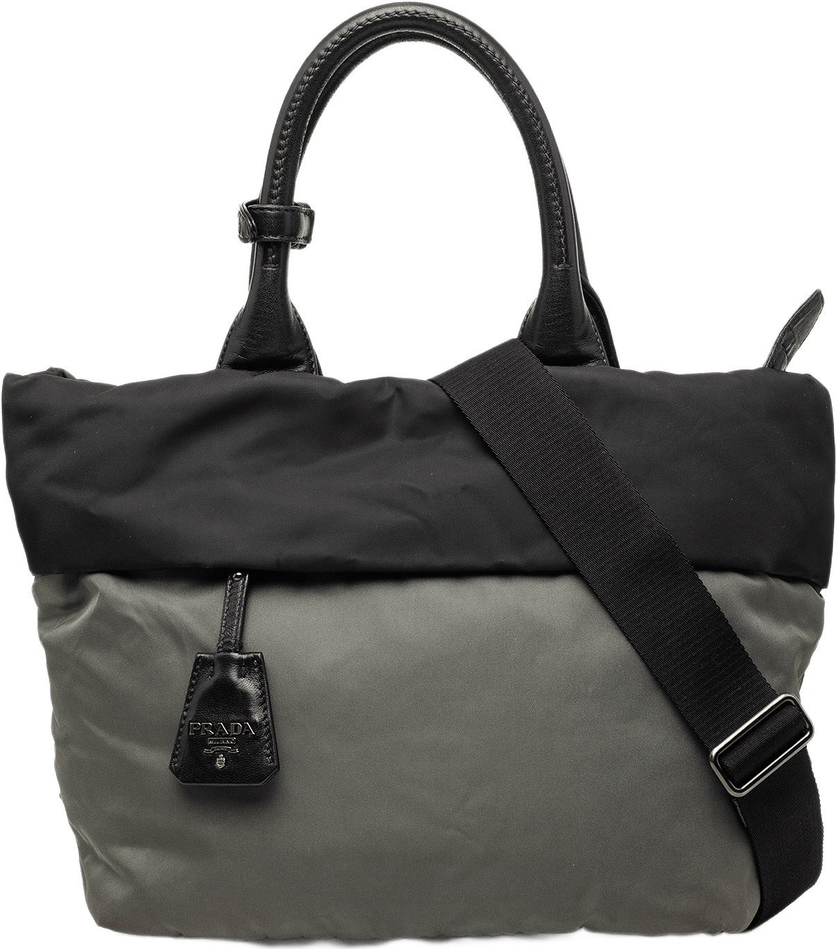 Prada Bicolor Tessuto Reversible Tote, från Luxclusif, i färgen gray.