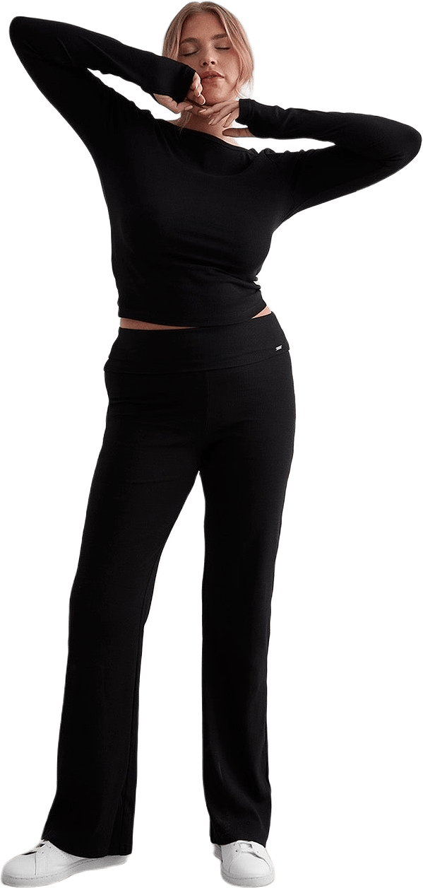 Black Ease Ribbed Long Sleeve Top