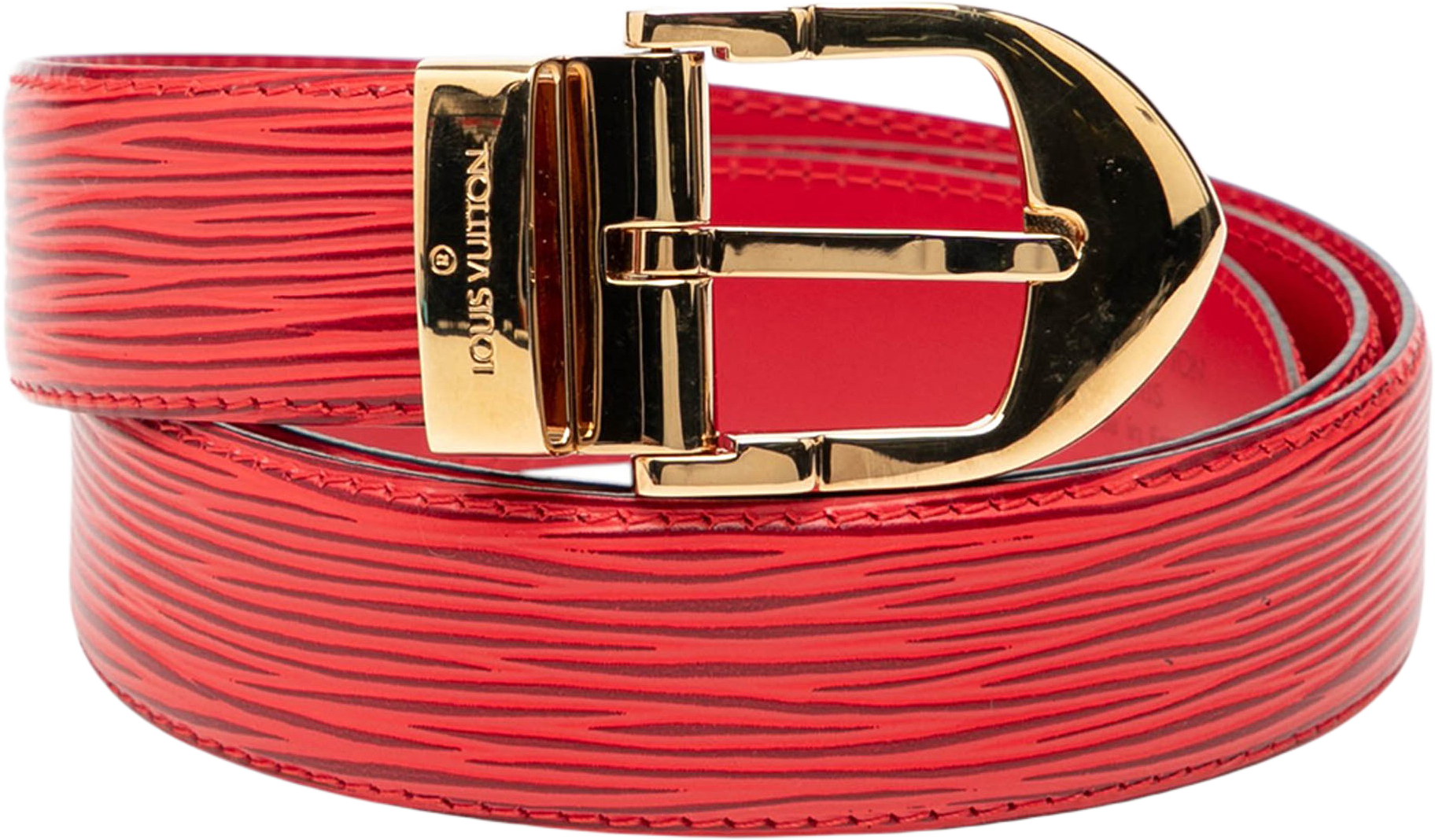 Louis Vuitton Epi Ceinture Belt, från Luxclusif, i färgen red.