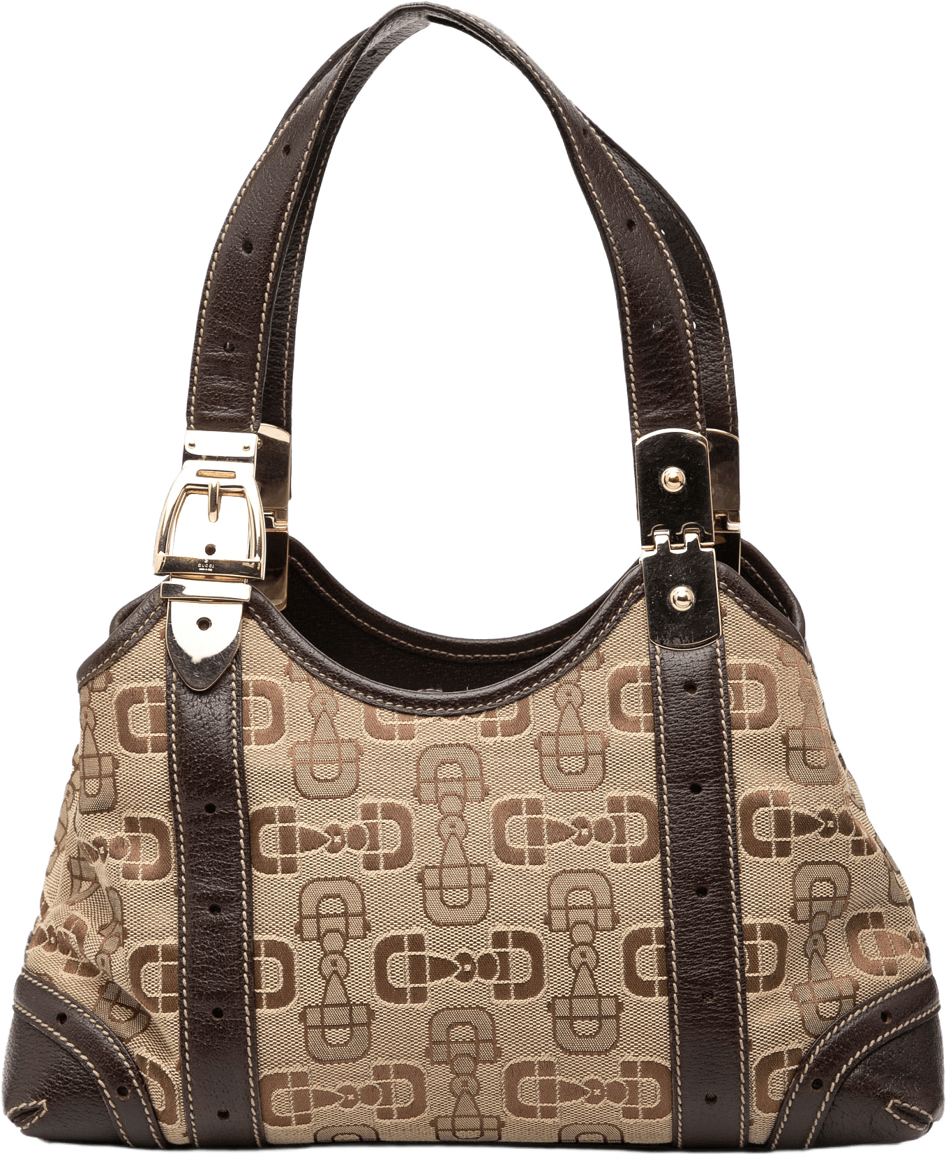 Gucci Horsebit Canvas Shoulder Bag, från Luxclusif, i färgen beige.