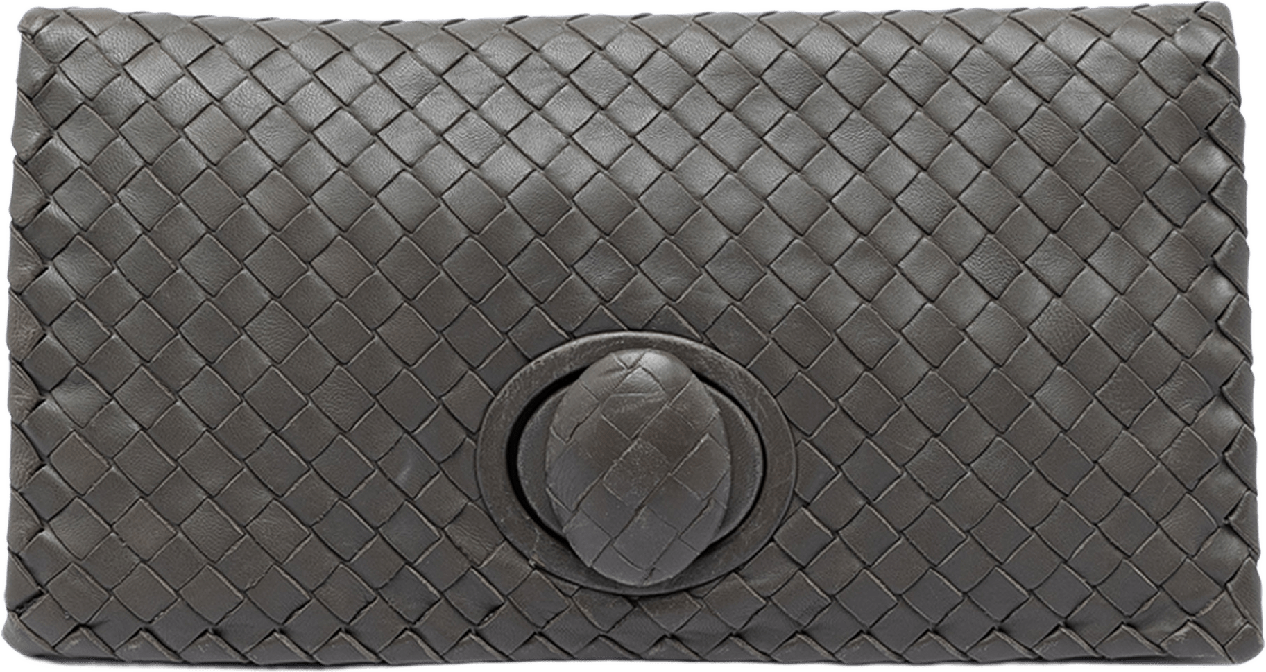 Bottega Veneta Nappa Intrecciato Turn Lock Clutch, från Luxclusif, i färgen gray.