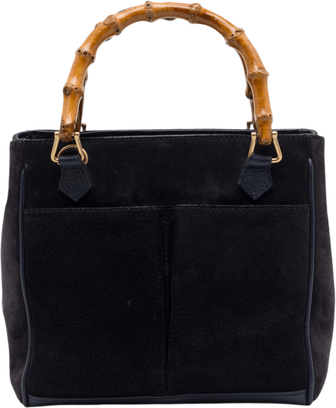 Gucci Suede Bamboo Satchel, från Luxclusif, i färgen blå.