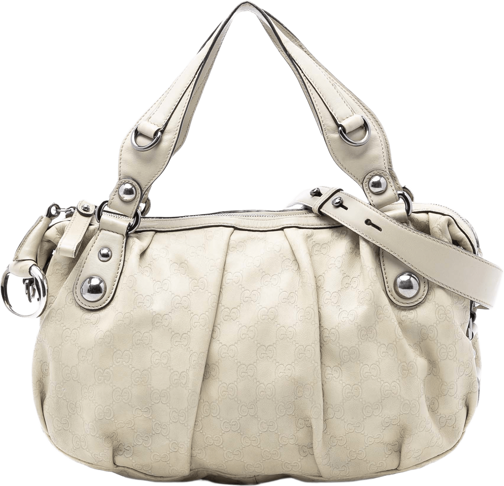 Gucci Guccissima Icon Bit Satchel, från Luxclusif, i färgen light beige.