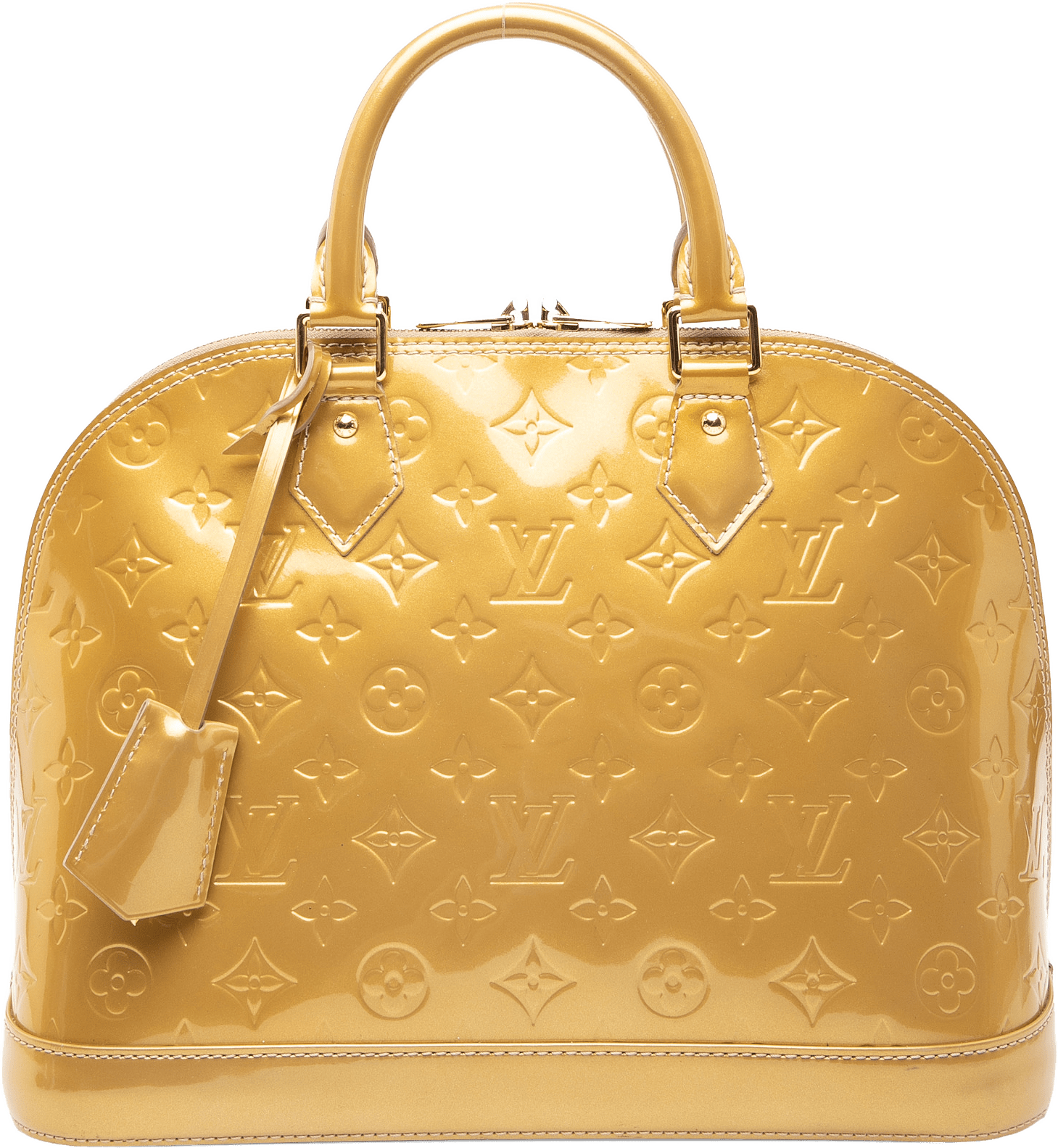 Louis Vuitton Monogram Vernis Alma Pm, från Luxclusif, i färgen gold.