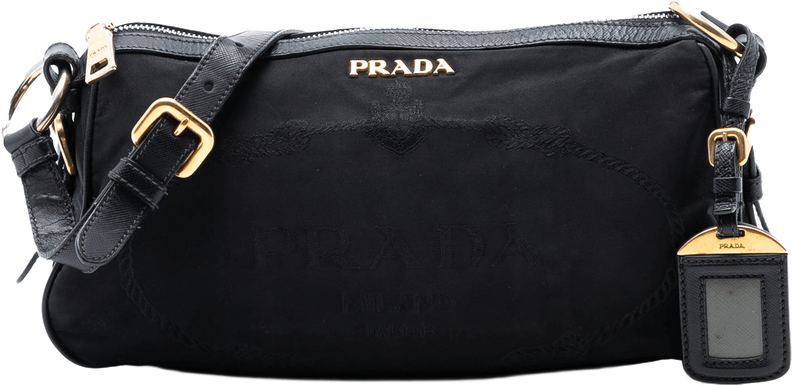 Prada Tessuto Canapa Logo Shoulder Bag, från Luxclusif, i färgen black.
