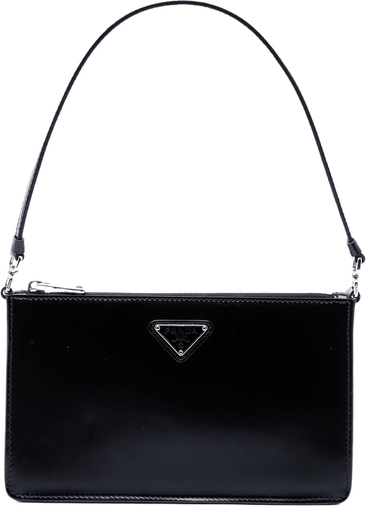 Prada Mini Spazzolato Leather Shoulder Bag, från Luxclusif, i färgen svart.
