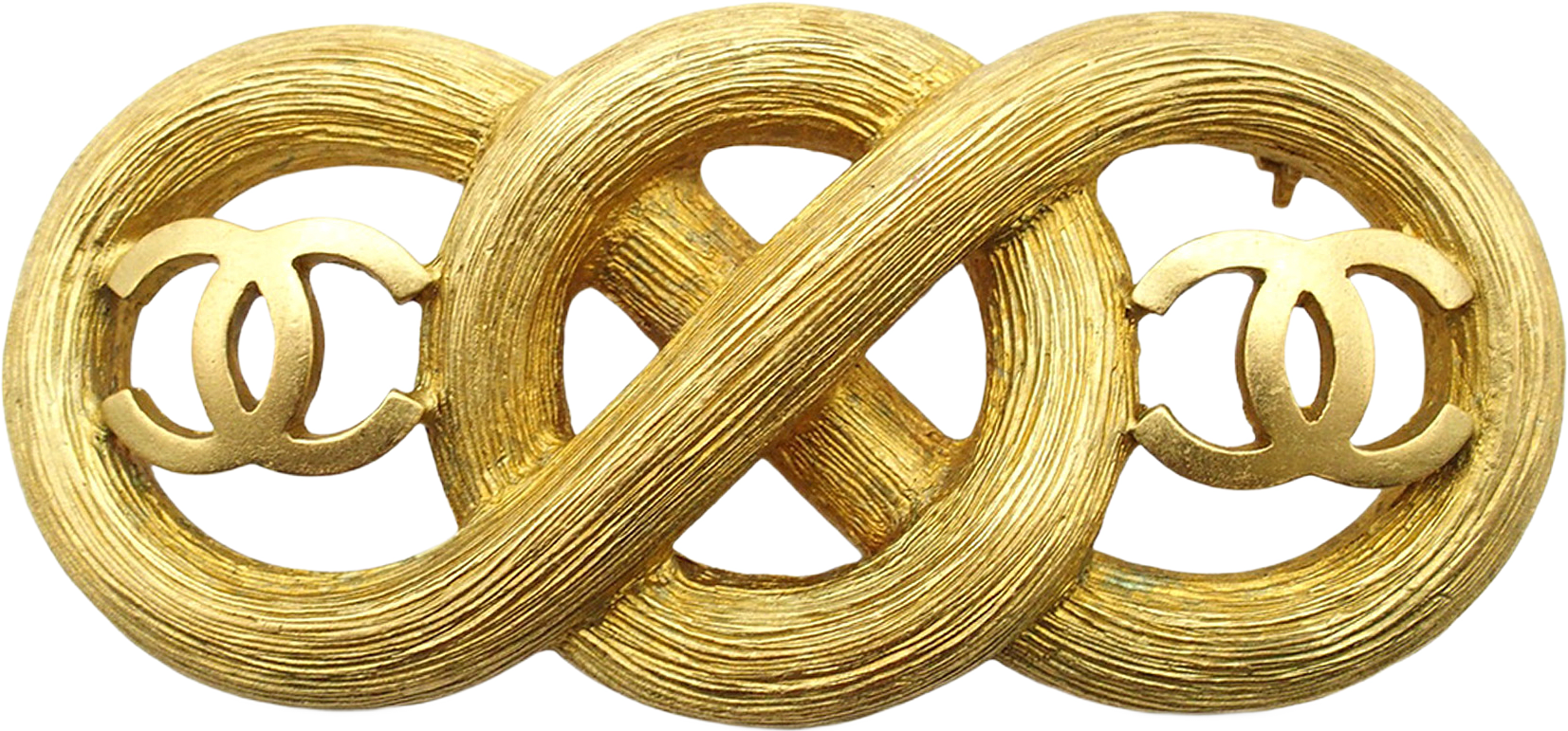 Chanel Cc Gold Plated Infinity Brooch, från Luxclusif, i färgen guld.