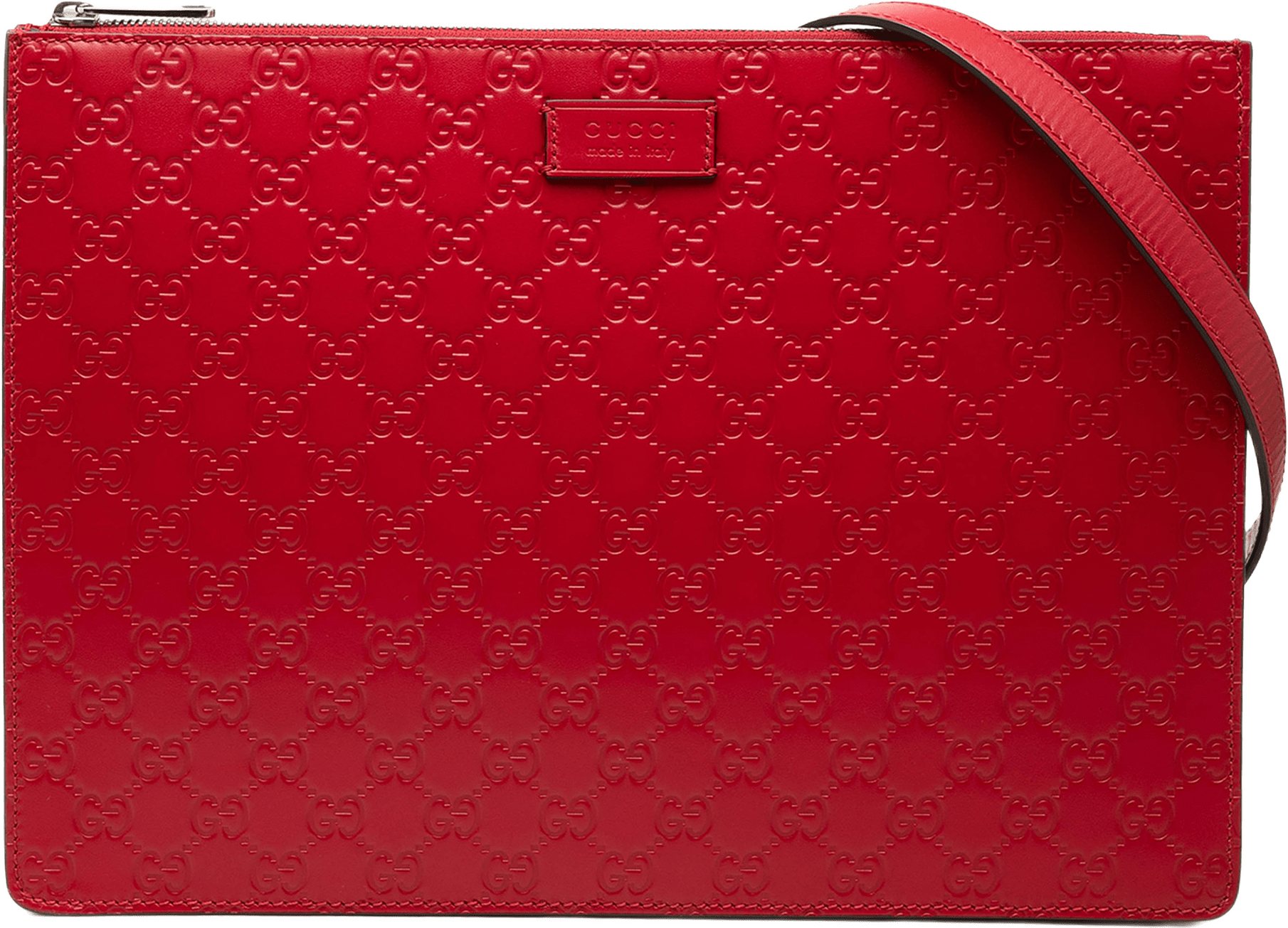 Gucci Guccissima Zip Messenger Bag, från Luxclusif, i färgen röd.