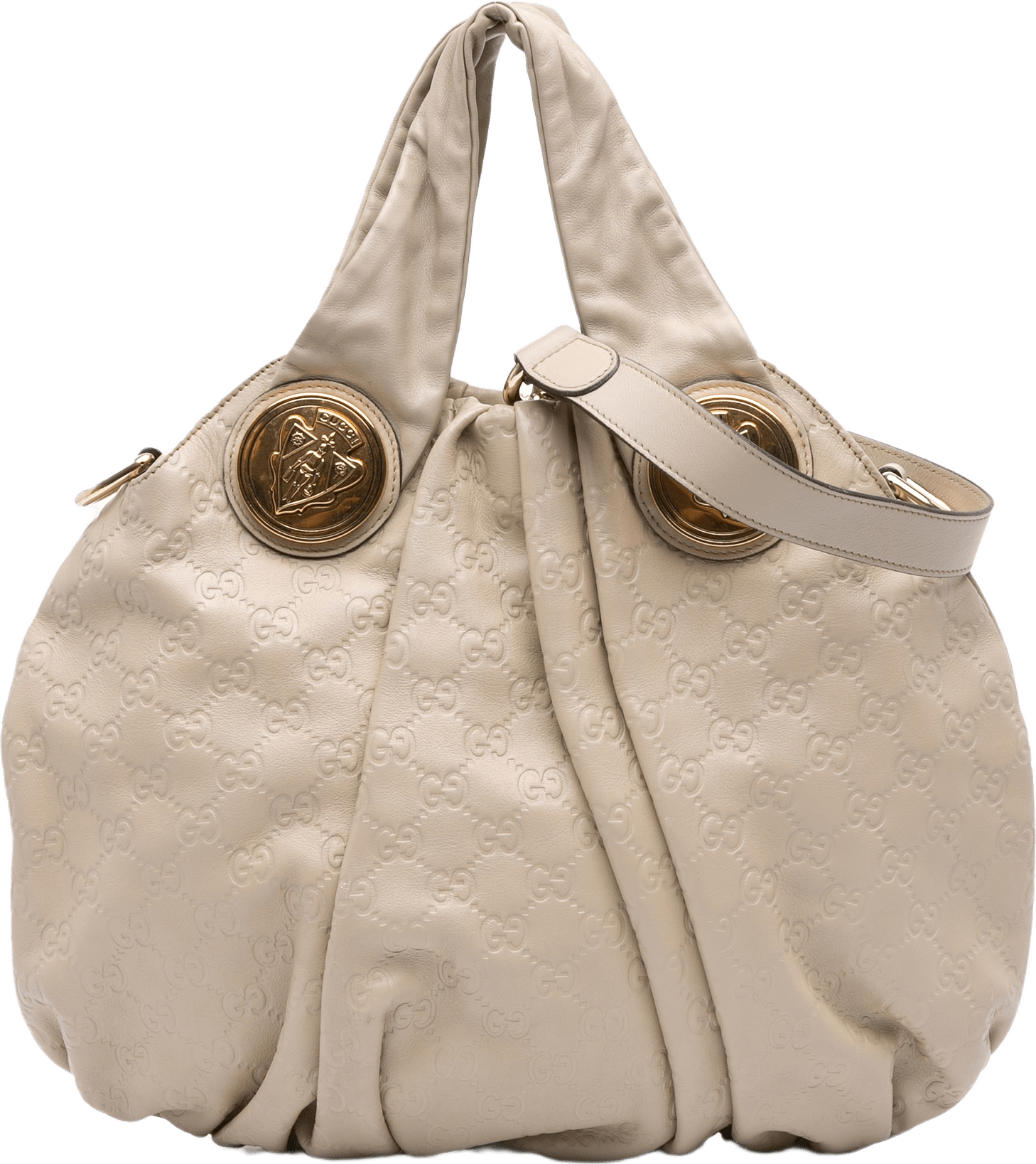 Gucci Medium Guccissima Hysteria Satchel, från Luxclusif, i färgen light beige.