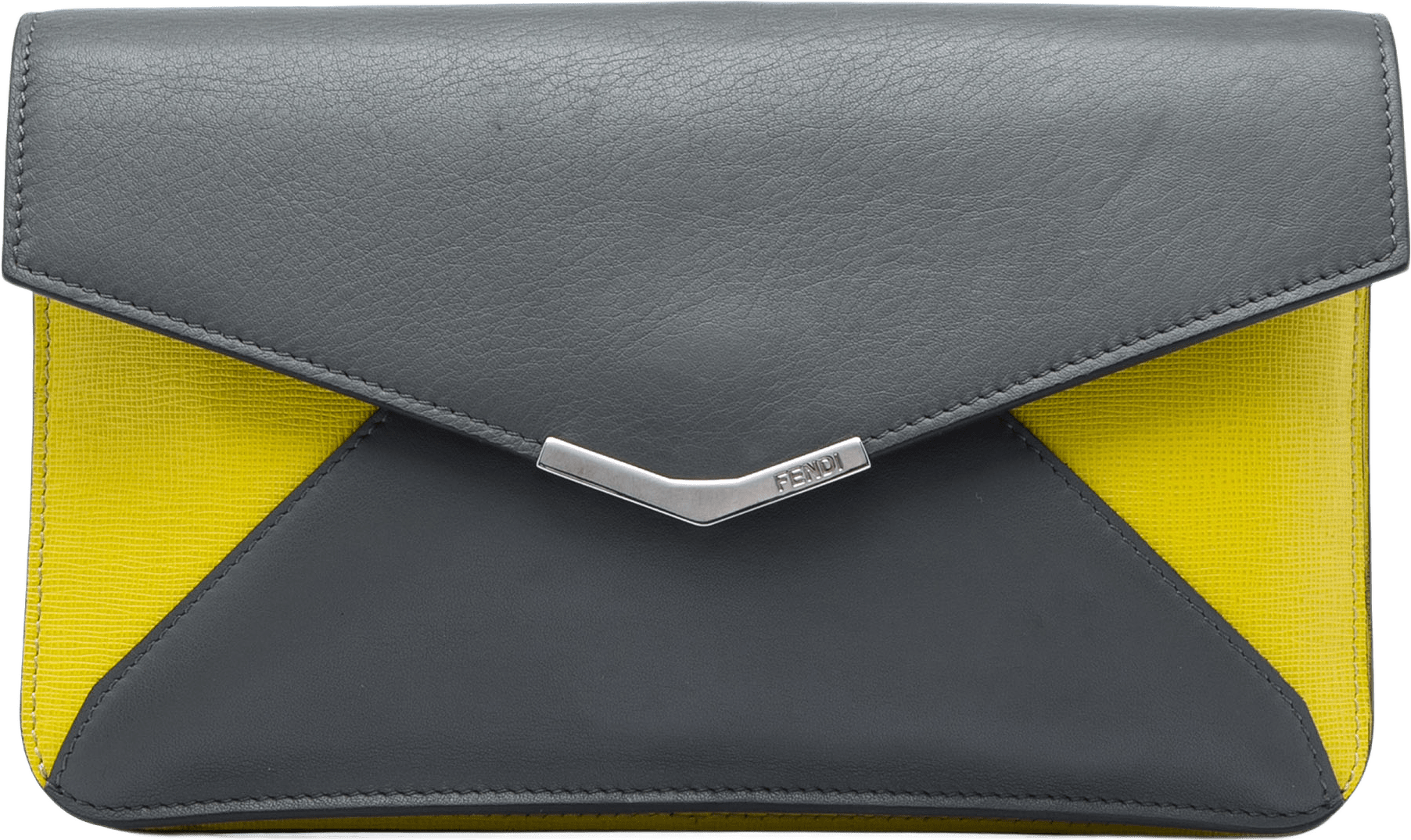 Fendi Bicolor Leather 2jours Envelope Clutch, från Luxclusif, i färgen grå.