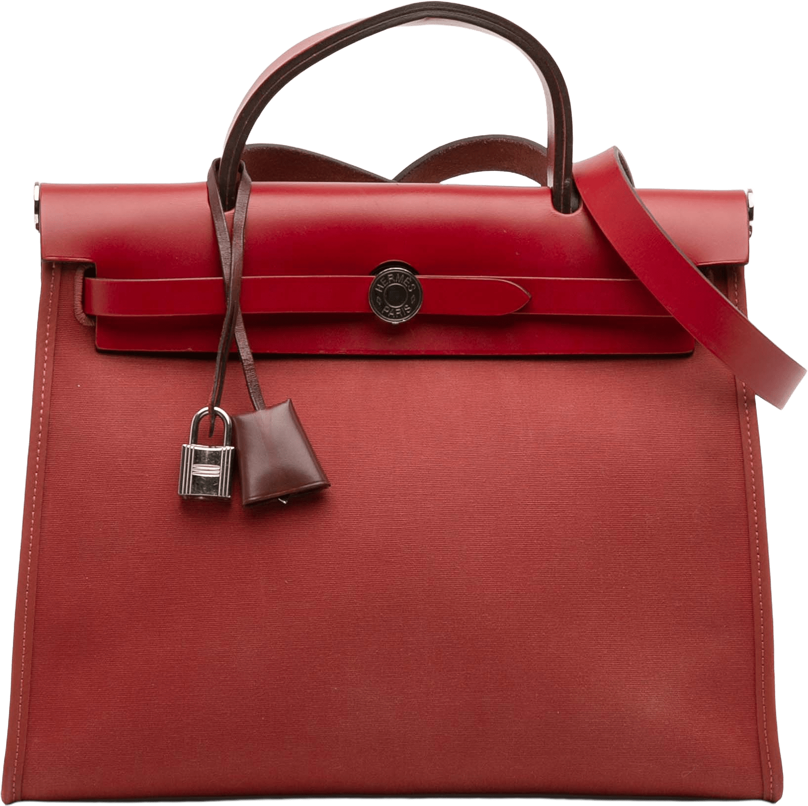 Hermès Toile Herbag Zip Retourne Verso 31, från Luxclusif, i färgen brick.
