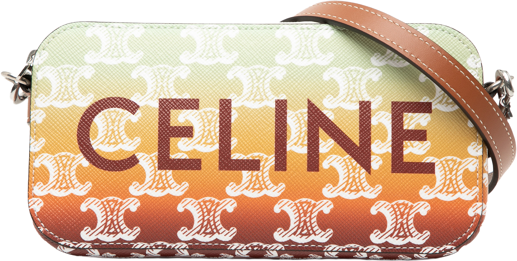 Celine Triomphe Coated Canvas Sunset Logo Horizontal Pouch, från Luxclusif, i färgen brown.