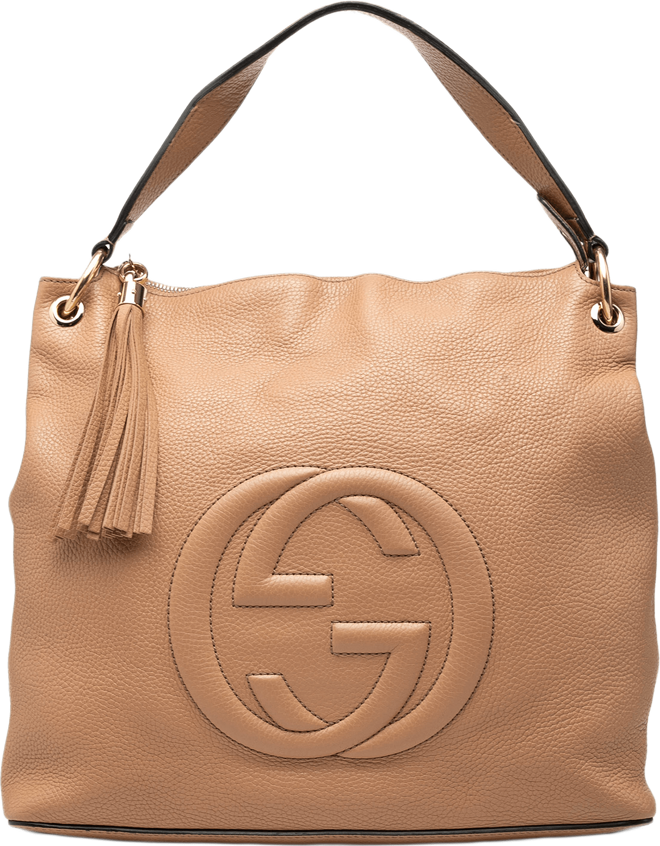 Gucci Large Pebbled Calfskin Soho Convertible Hobo, från Luxclusif, i färgen beige.